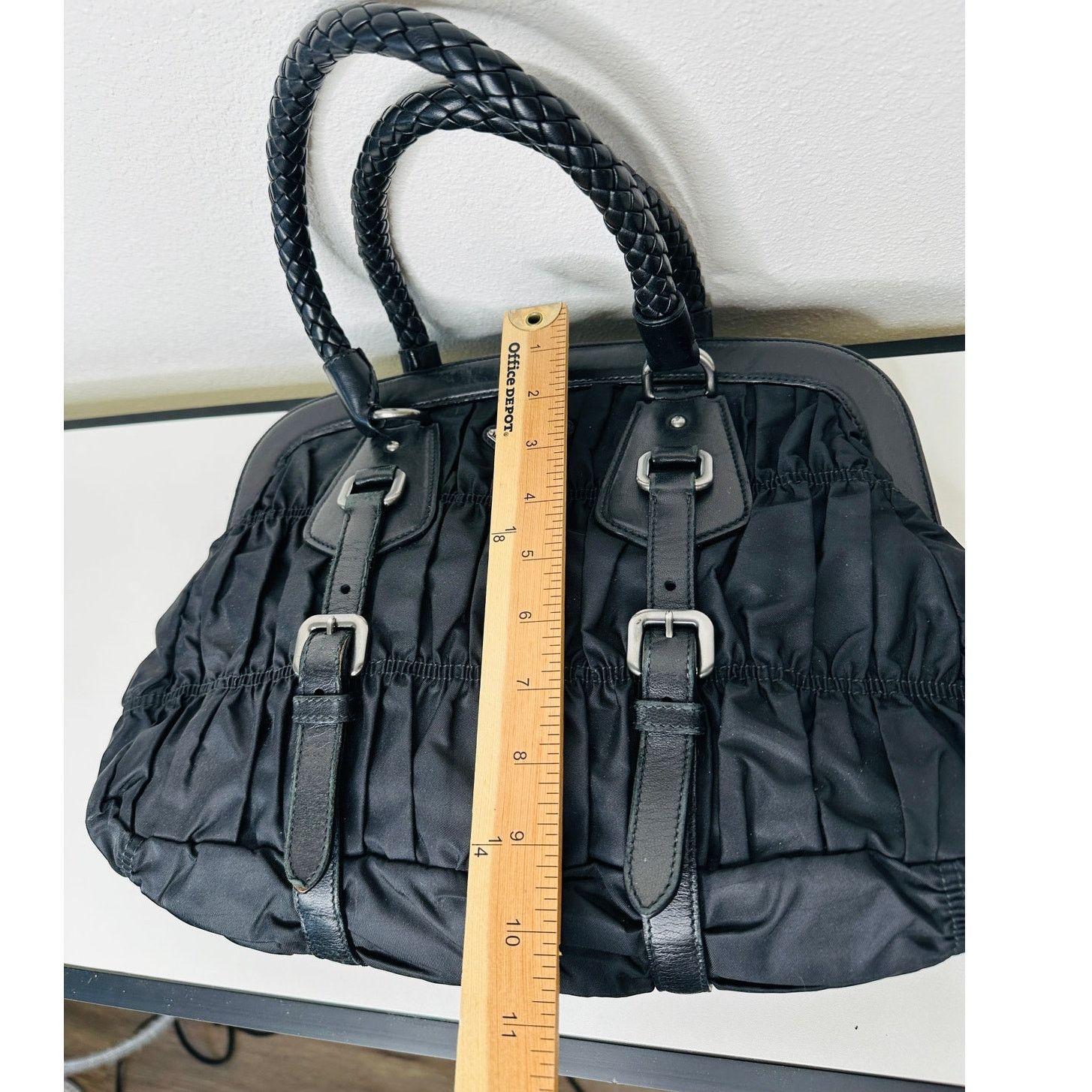 Prada Prada Vintage 90s Black Nylon Leather Buckle Braided Handle Size ONE SIZE - 19 Thumbnail