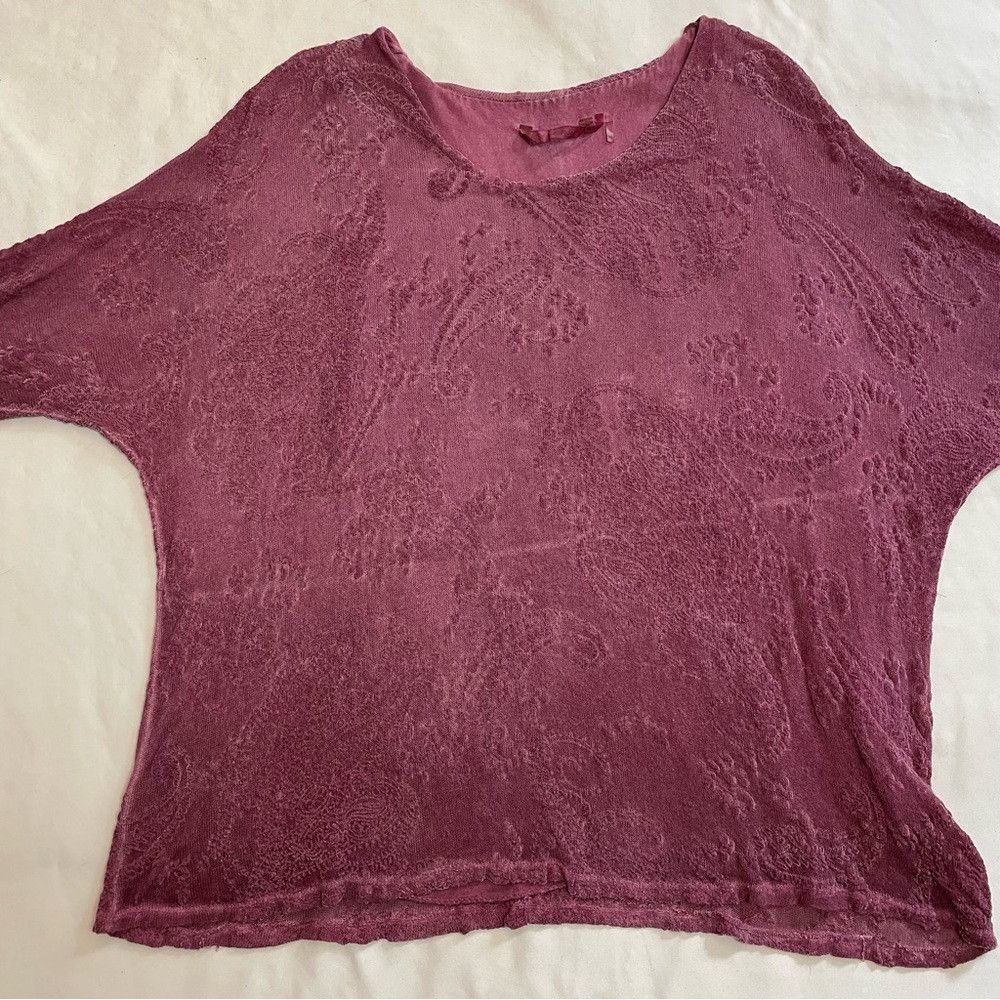 Other Soft Surroundings Rose Textured Short Sleeve Knit Top Made Size M / US 6-8 / IT 42-44 - 5 Thumbnail