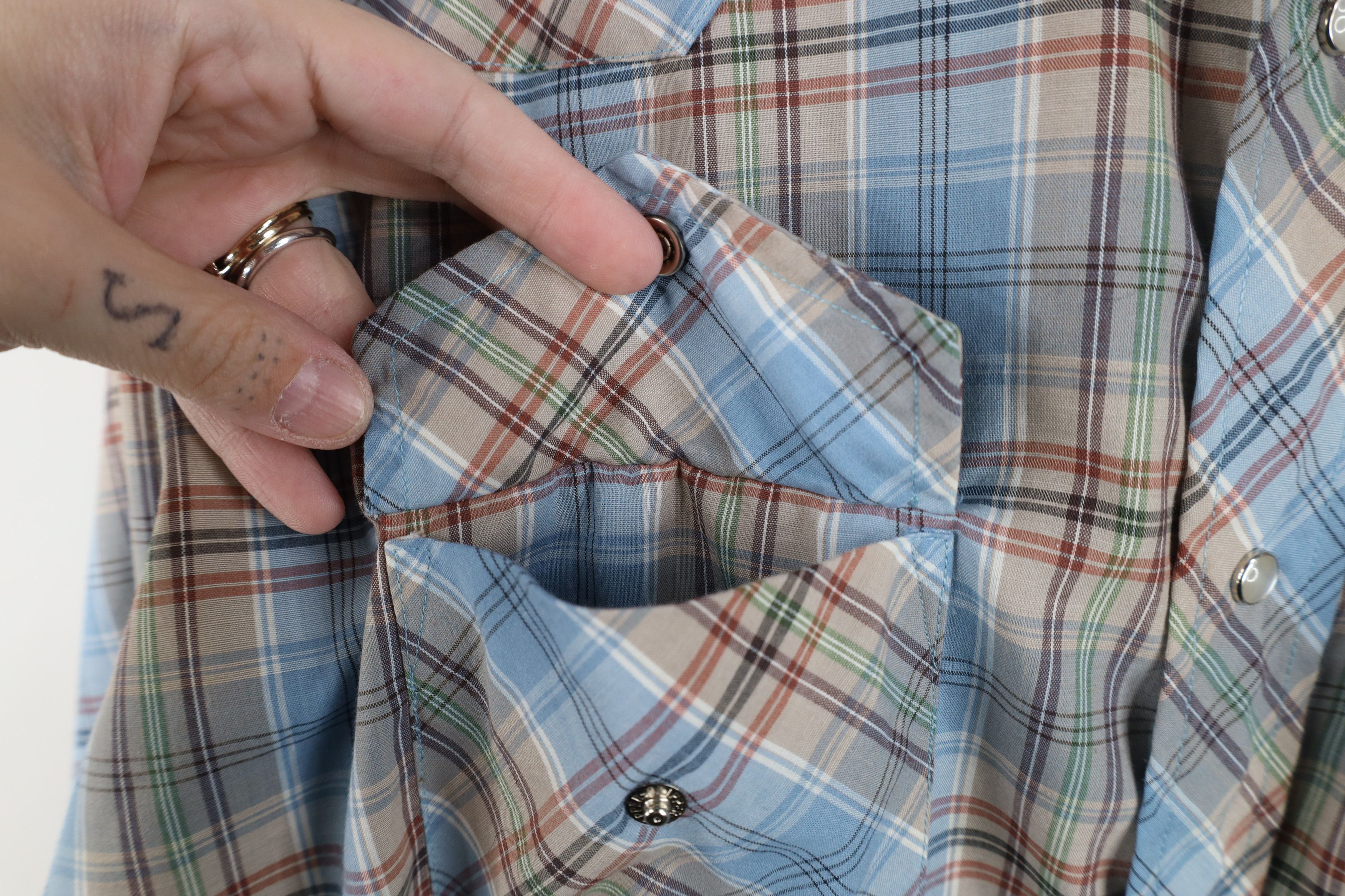 Wrangler Vintage 70s Wrangler Cowboy Snap Button Shirt Rainbow Plaid Size US L / EU 52-54 / 3 - 6 Thumbnail