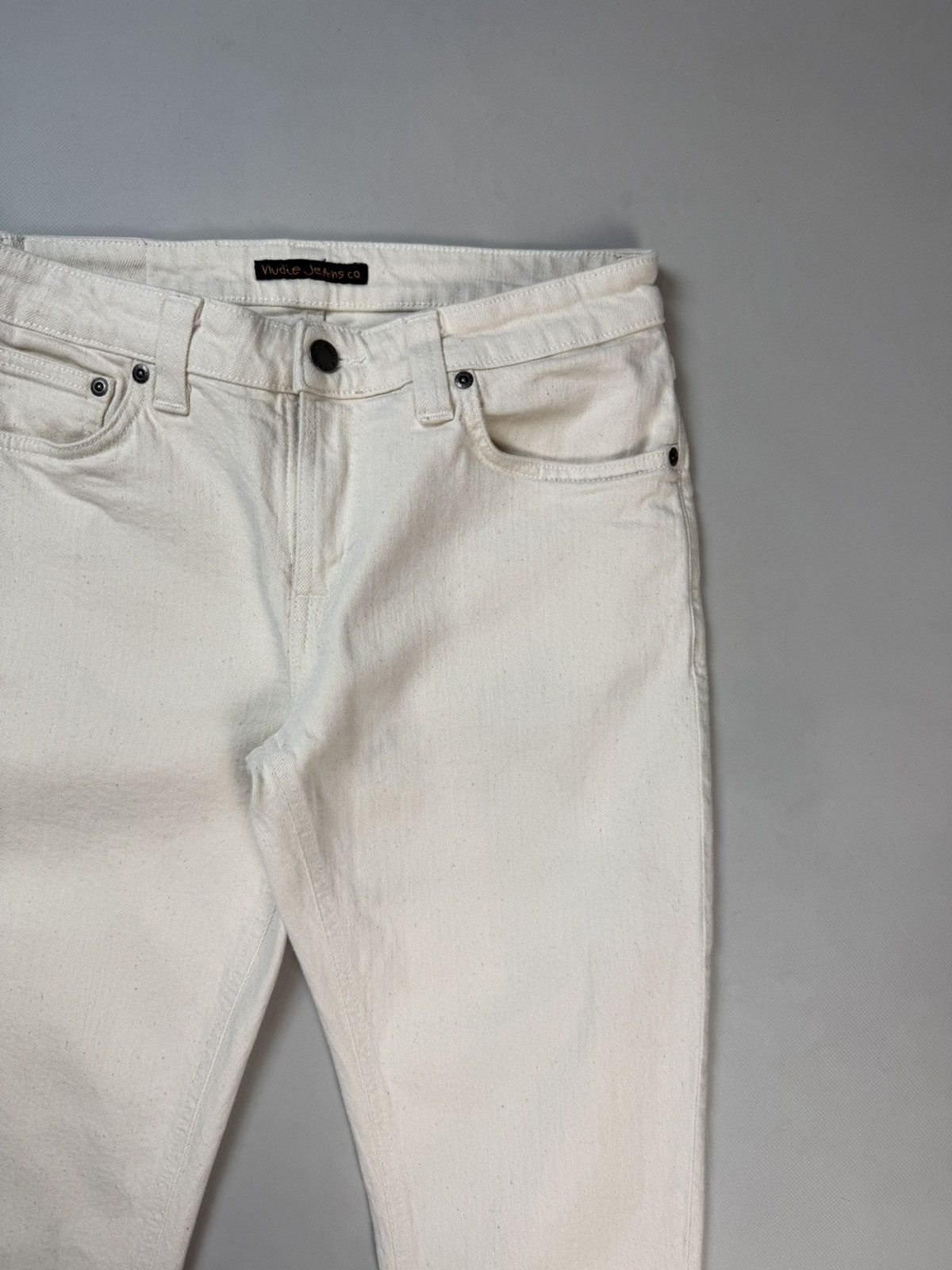 Nudie Jeans Nudie Jeans Co Skinny Lin Ecru Stretch Twill Men’s Jeans Size US 31 - 7 Thumbnail