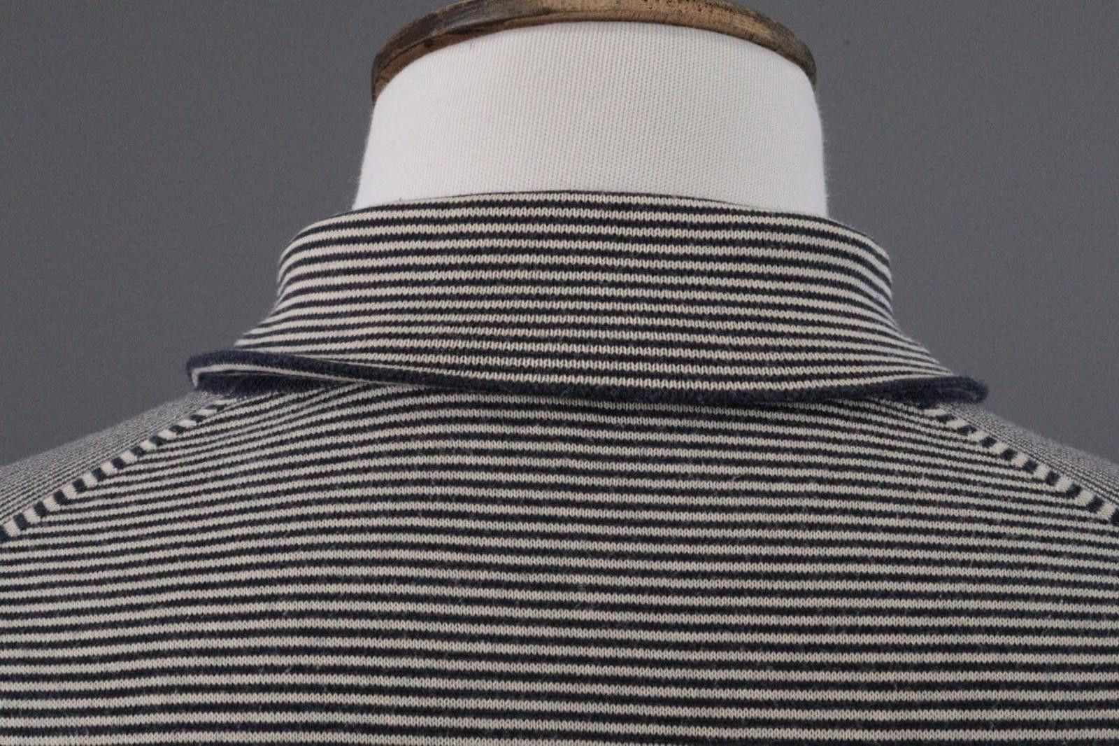 John Smedley John Smedley Gray Striped Knit Polo Shirt Size 41 Size US M / EU 48-50 / 2 - 10 Thumbnail