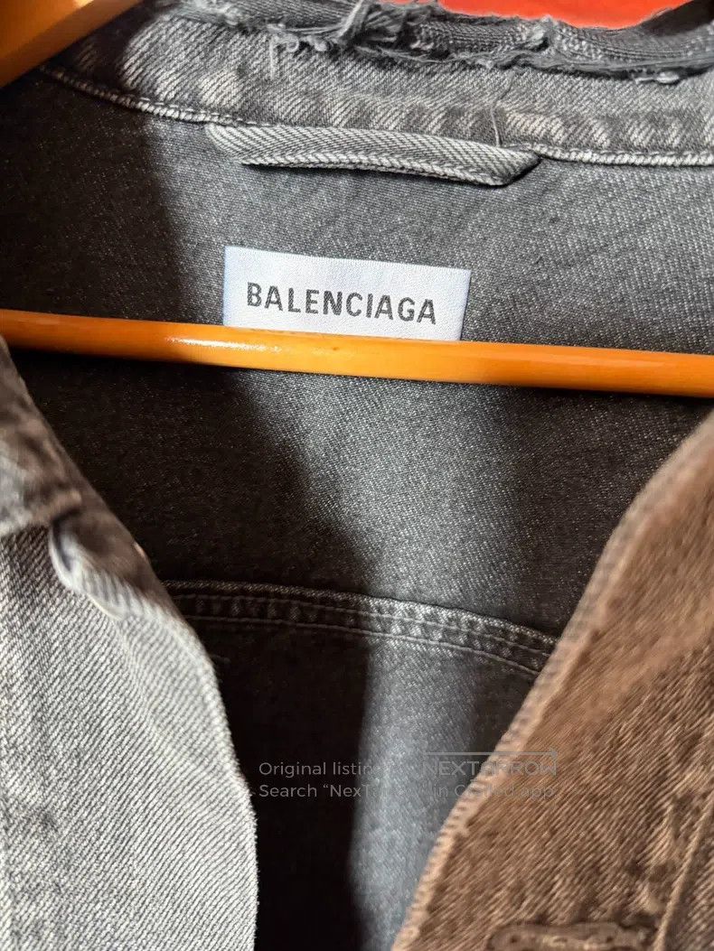 Balenciaga Balenciaga Denim Jacket with Back Logo Size XXS / US 00 / IT 34 - 3 Thumbnail
