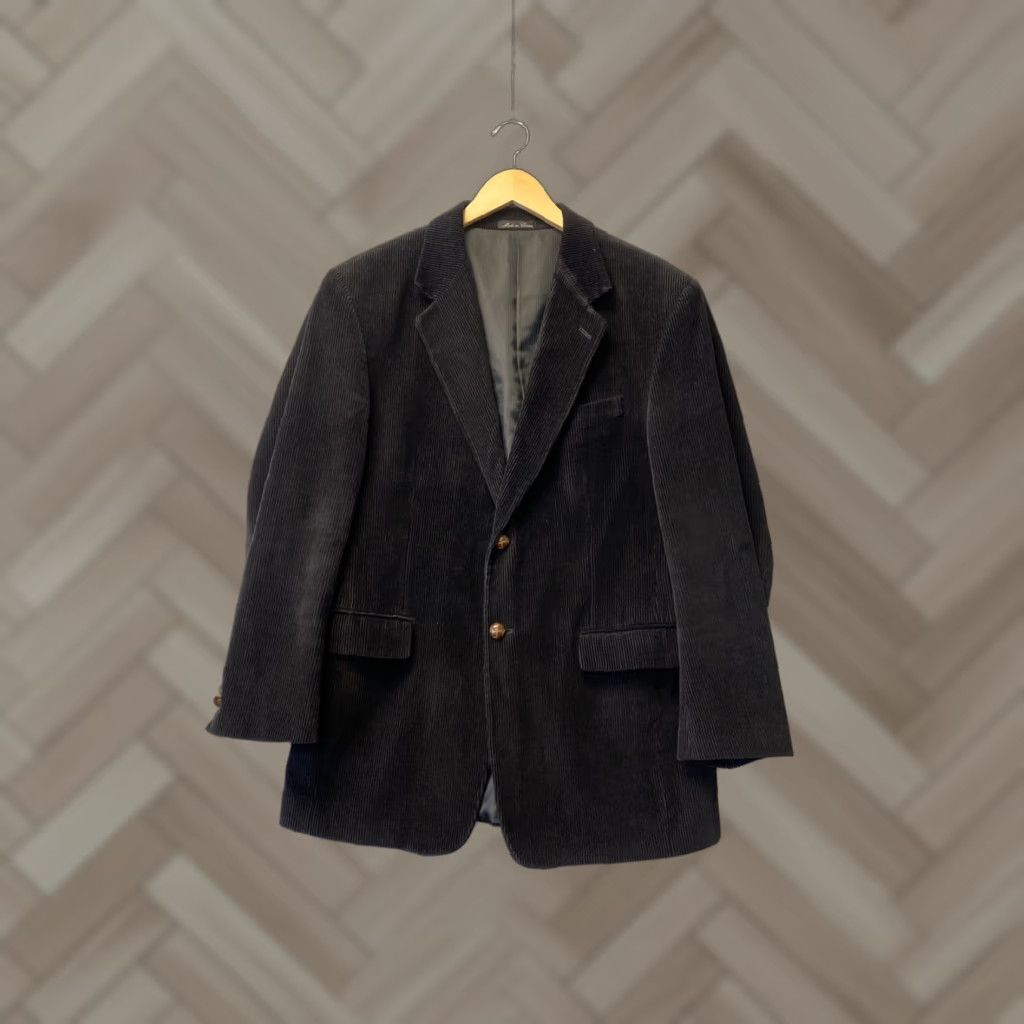 VINTAGE Zagato Men's 42R Black Corduroy Blazer Sport Coat Jacket