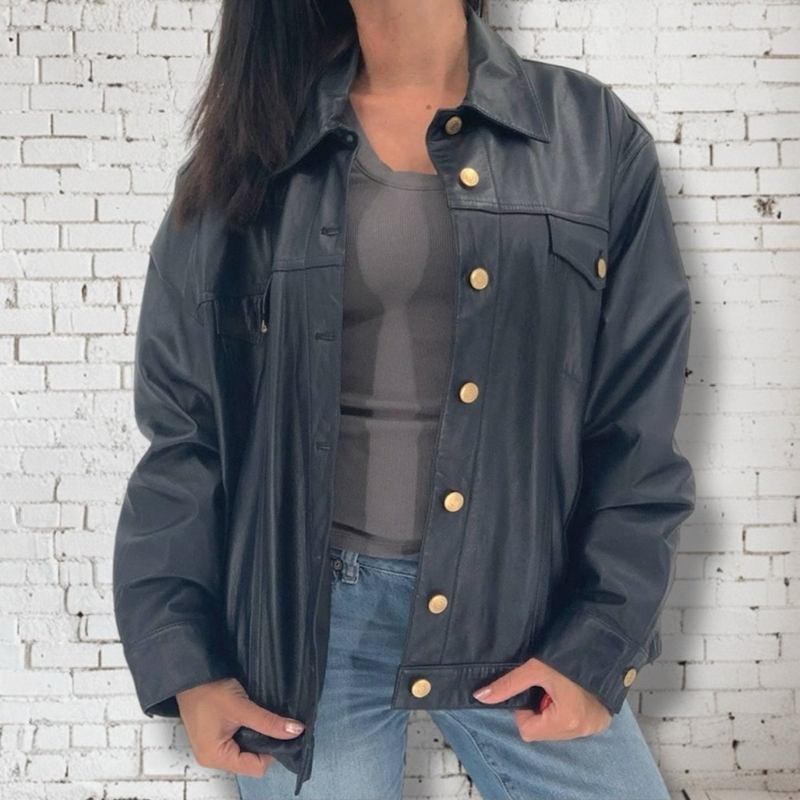 Ralph Lauren RALPH LAUREN Vintage 100% Leather Jacket Blue & Gold S Size S / US 4 / IT 40 - 1 Thumbnail