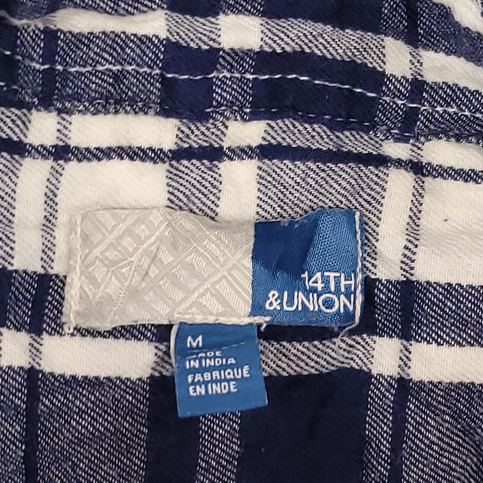 14th & Union 14th & Union Madras Flannel Shirt Mens Size Medium M Blue Size US M / EU 48-50 / 2 - 3 Thumbnail