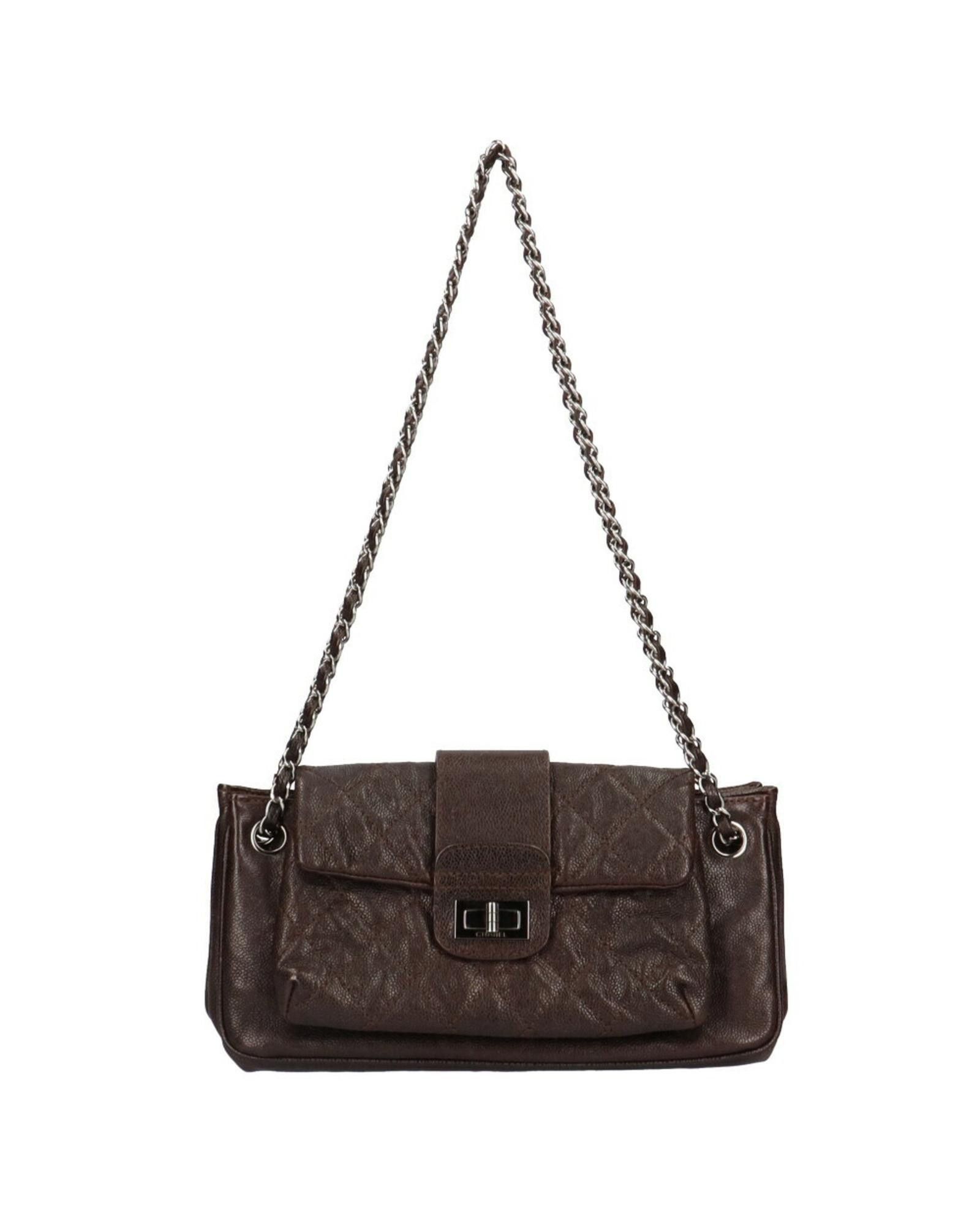 image of Luxurious Brown Leather Shoulder Bag By Chanel, Women's