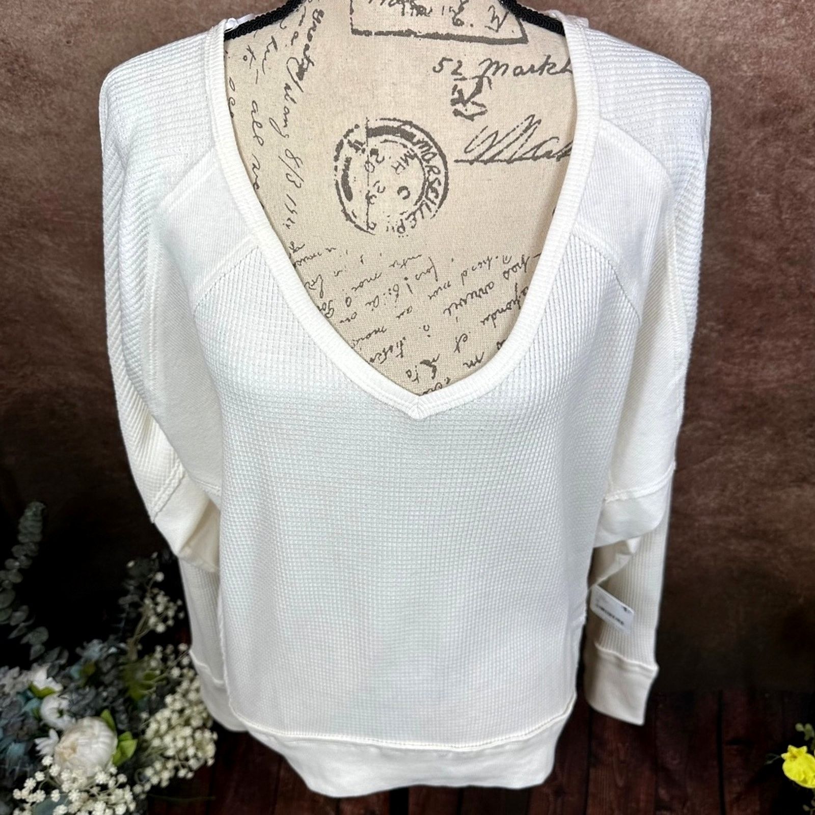 Free People Free People Santa Clara Waffle Knit Oversized Alabaster S Size S / US 4 / IT 40 - 10 Thumbnail