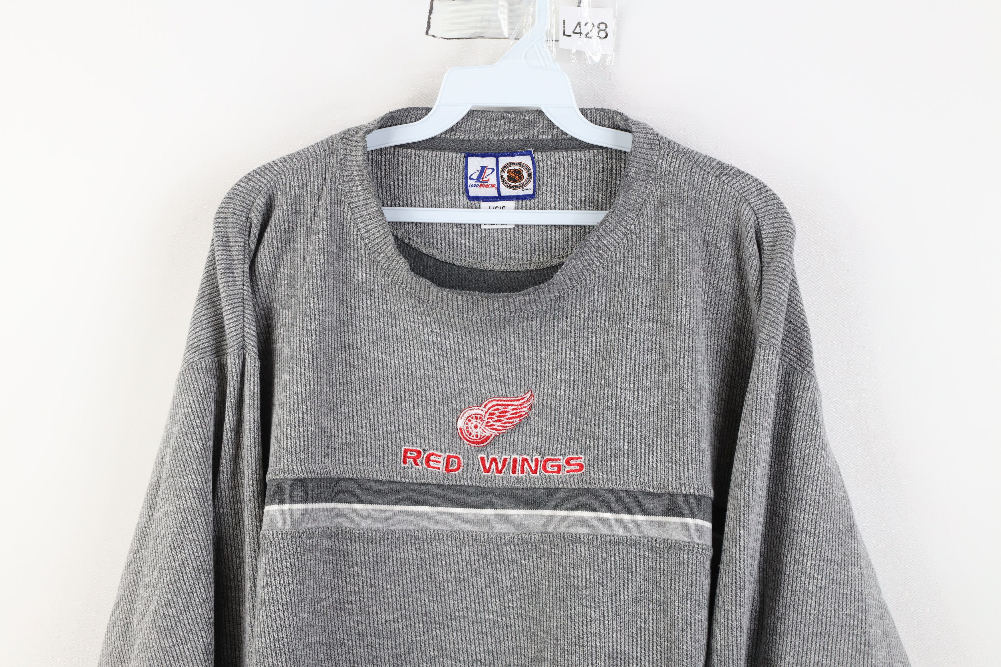 Vintage Vintage 90s Red Wings Hockey Ribbed Knit Long Sleeve T-Shirt Size US L / EU 52-54 / 3 - 2 Thumbnail