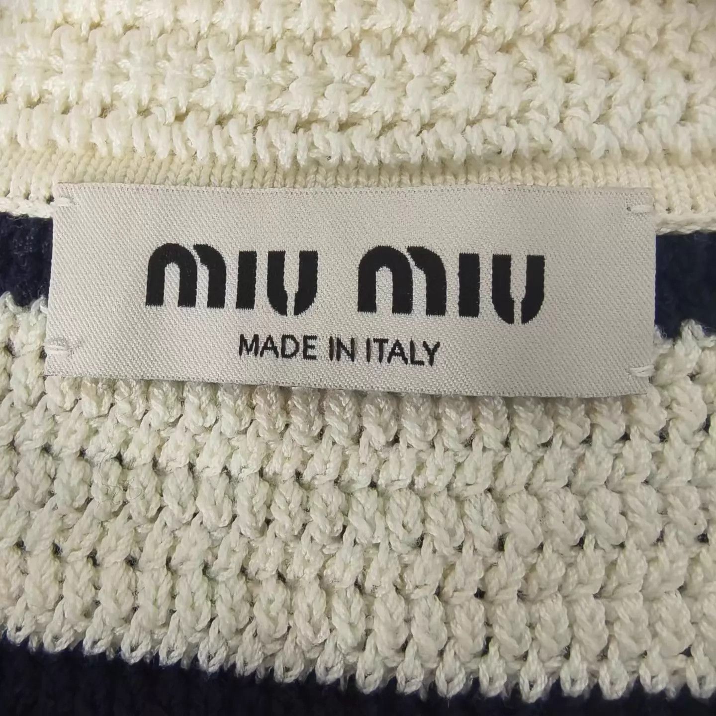 Miu Miu MIU MIU Women's Beige Color-Blocked Stripe Short-Sleeve Knit Size XS / US 0-2 / IT 36-38 - 3 Thumbnail