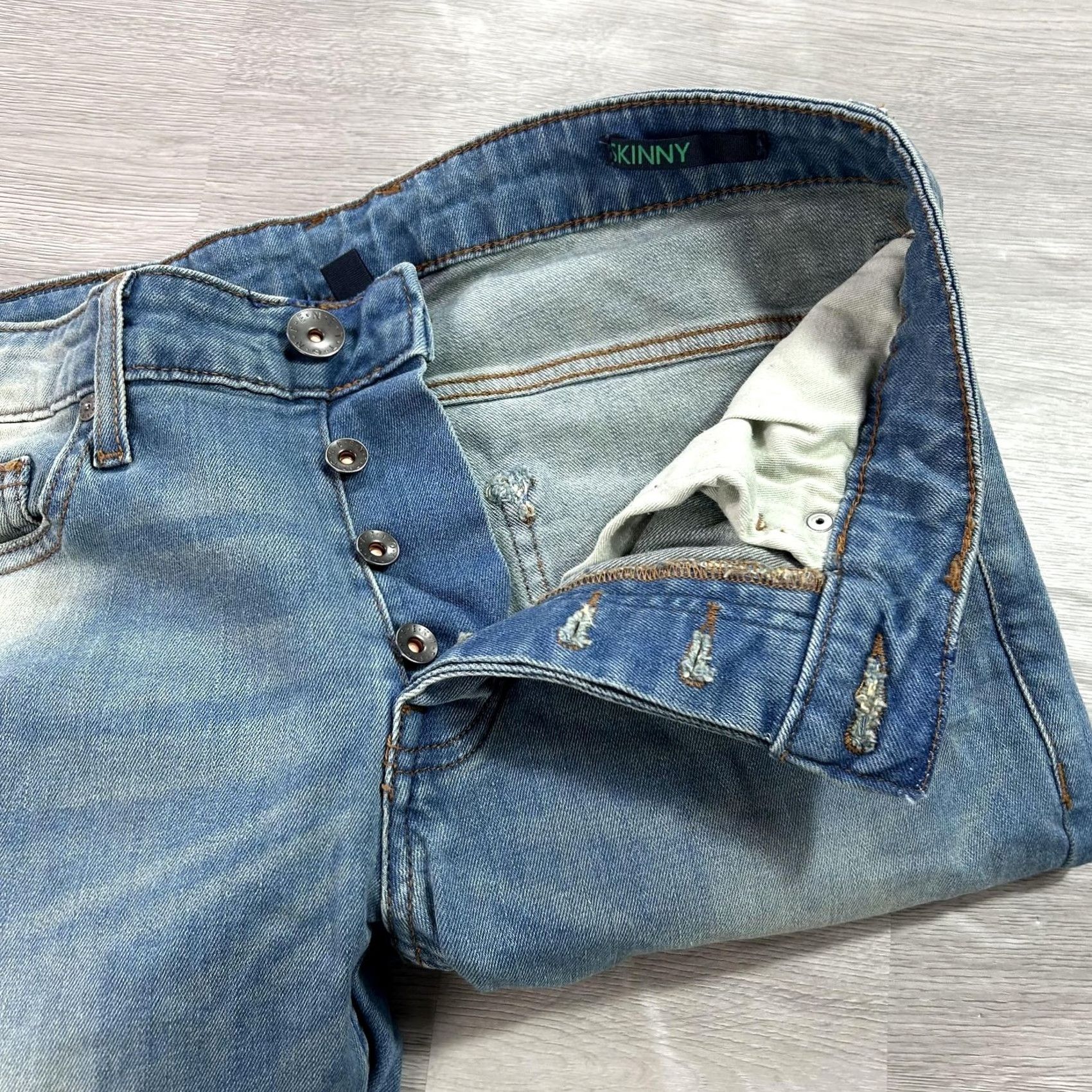 Benetton Benetton Jeans Mens 30x32 Blue Slim Stretch Denim Medium Wash Size US 30 / EU 46 - 3 Thumbnail
