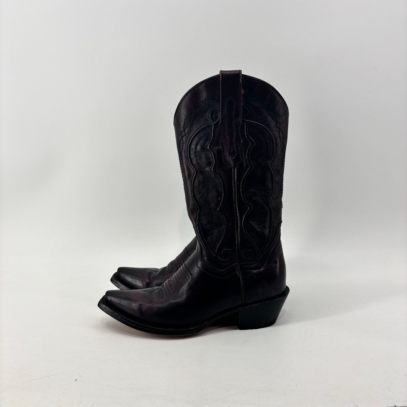Vintage Vaccari Cowboy Boots Burgundy Plum Size 6.5 Leather Classic Size US 6.5 / IT 36.5 - 13 Thumbnail