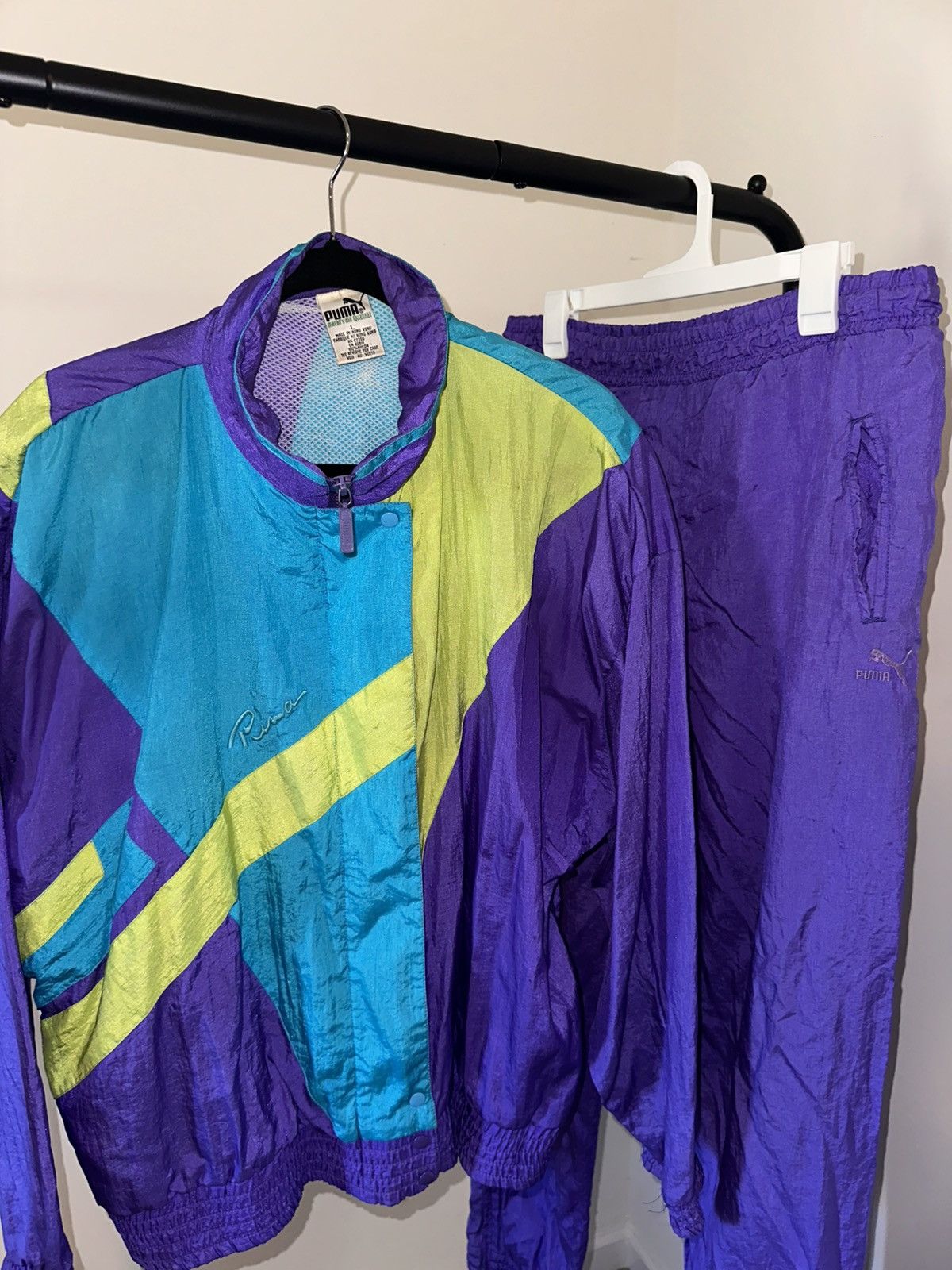 Puma 90s Puma Windbreaker Set | Vintage Sweatsuit Size M / US 6-8 / IT 42-44 - 1 Thumbnail