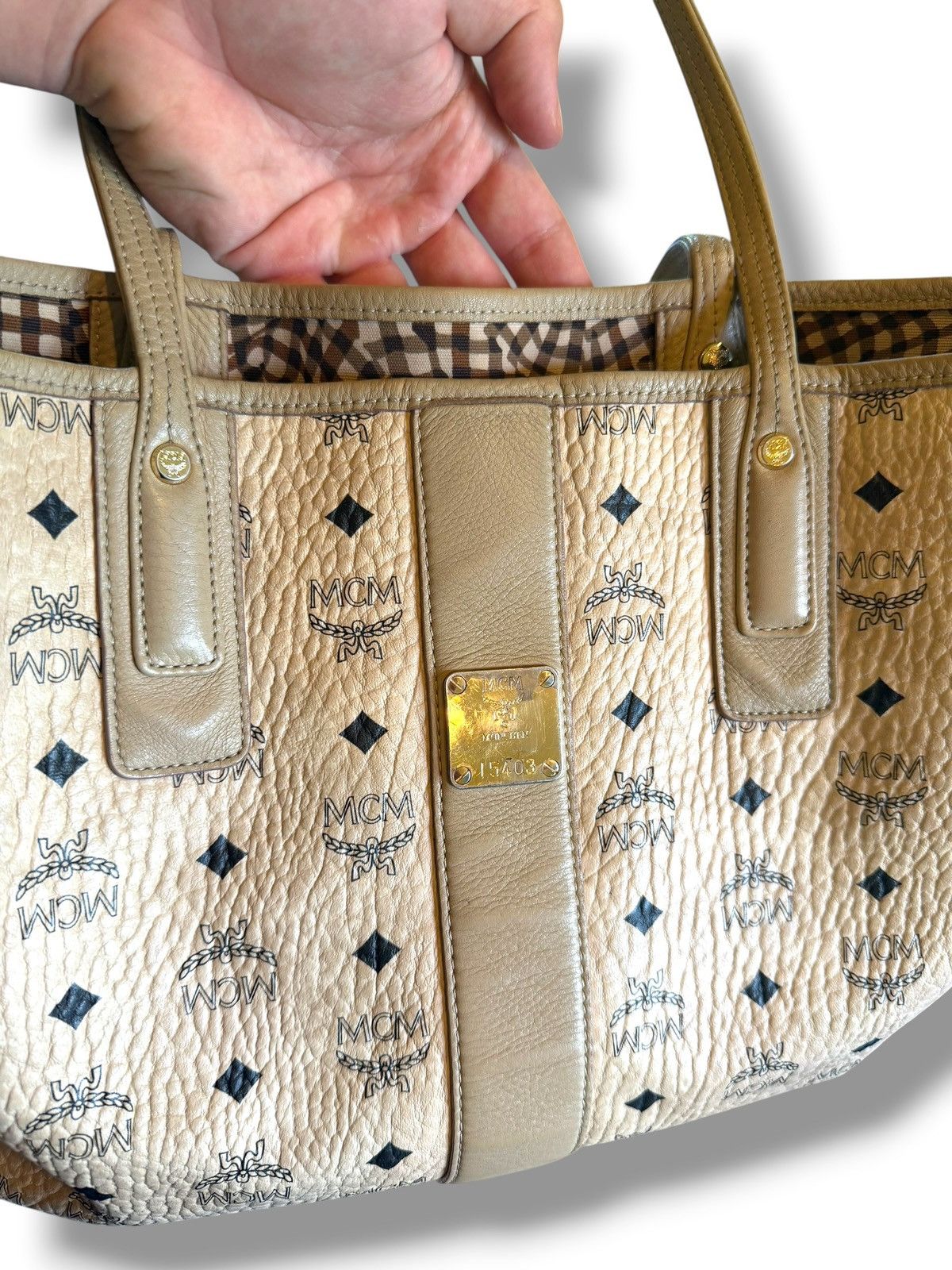 MCM MCM Liz Shopper Bag - Reversible Visetos Tan Size ONE SIZE - 4 Thumbnail