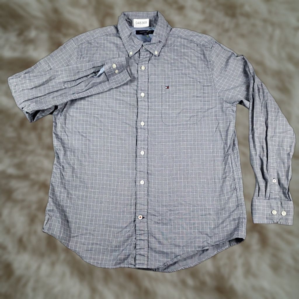 Tommy Hilfiger Tommy Hilfiger Button-Up Shirt Mens Large Blue Check Long Sleeve Casual Size US L / EU 52-54 / 3 - 1 Thumbnail