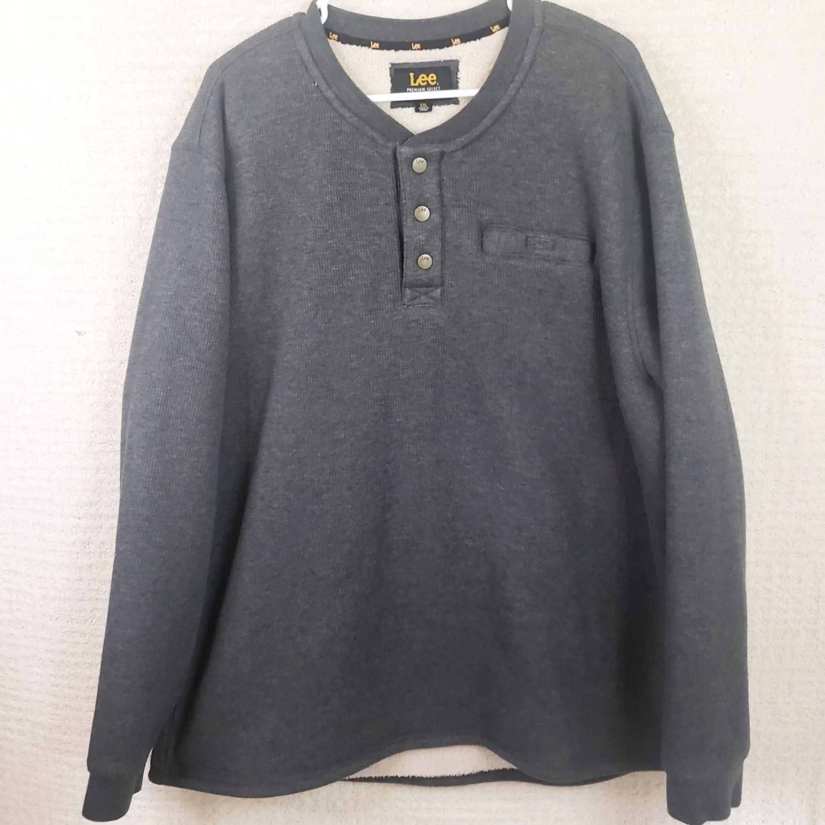 Lee Lee Men’s XXL Sweater Sherpa Lined Henley Gray Thermal Outdoor Warm Workwear Casual Knit Shirt Jumper 2XL Regular Mens Size US XXL / EU 58 / 5 - 2 Thumbnail