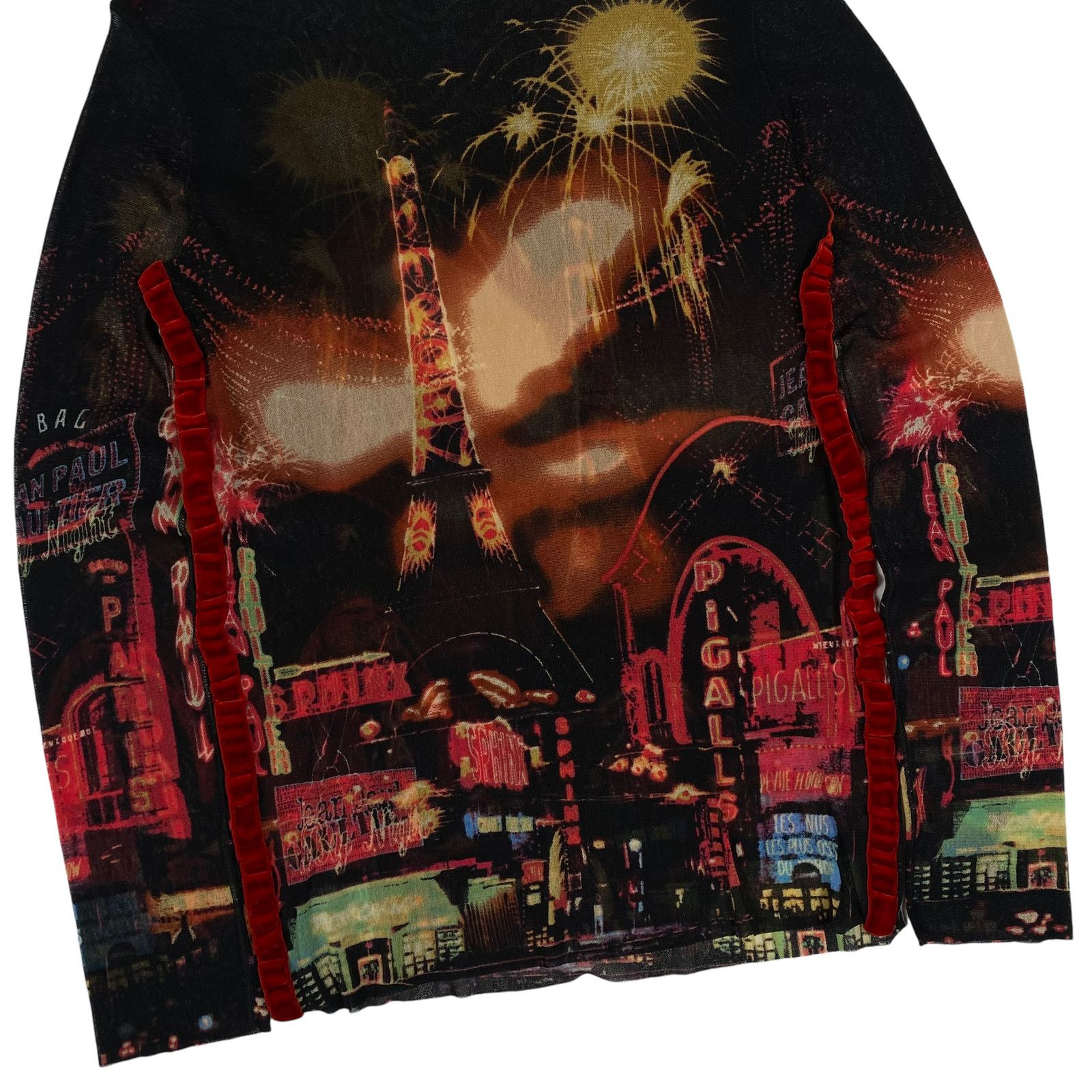 Jean Paul Gaultier JPG Black Red Pigalle Mesh Top Size L / US 10 / IT 46 - 4 Thumbnail