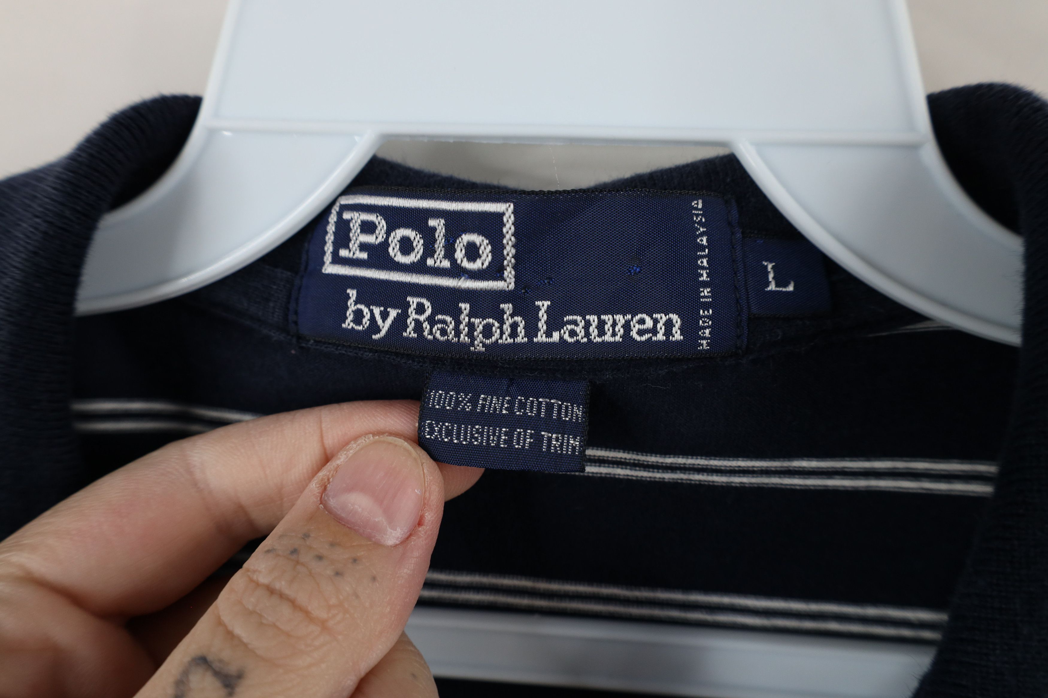 Ralph Lauren × Vintage Vintage 90s Ralph Lauren Striped Spell Out Crest Polo Shirt Size US L / EU 52-54 / 3 - 6 Thumbnail