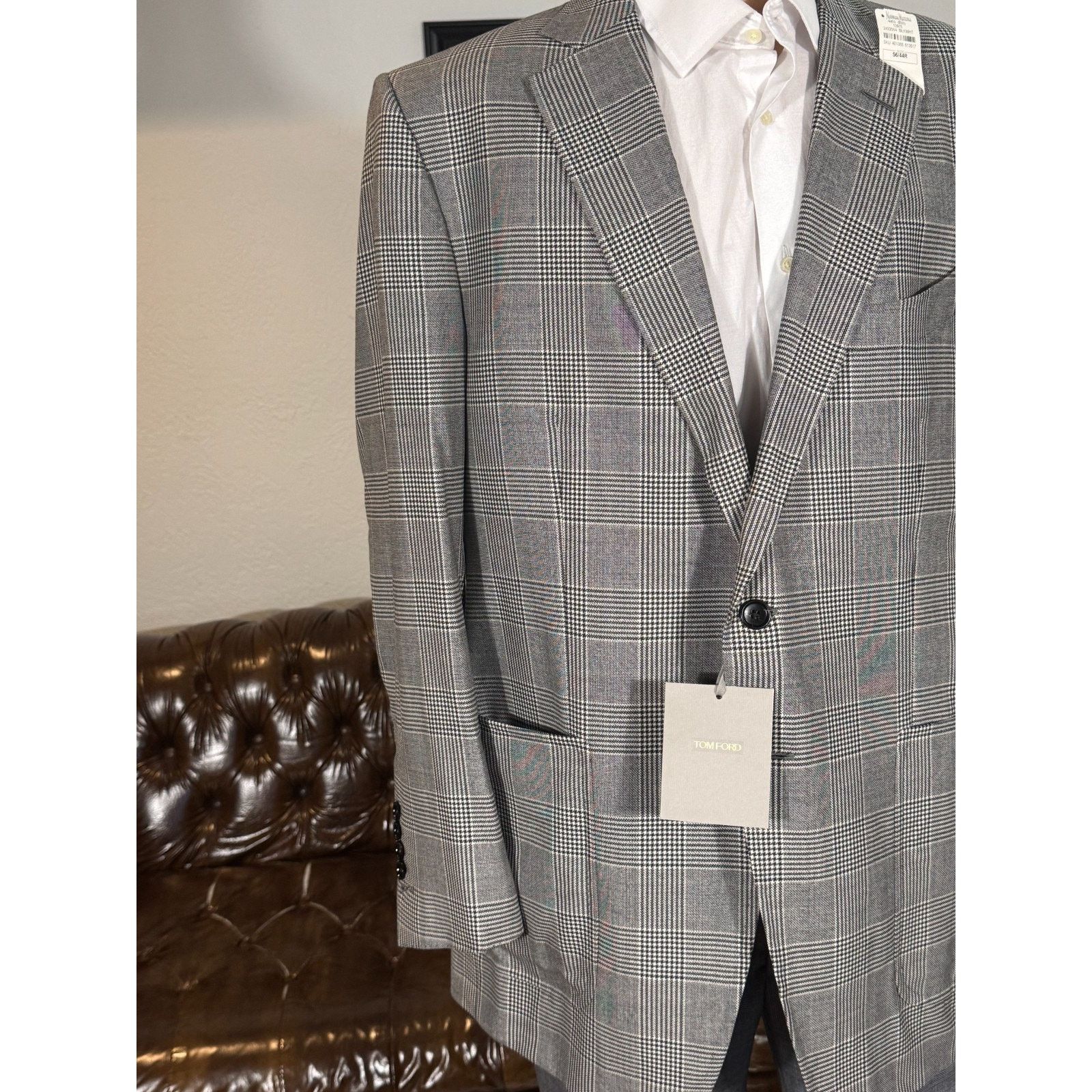 Tom Ford Tom Ford New w Tags PrinceWales Houndstooth Blazer 56 EU 46R Size 46R - 1 Thumbnail