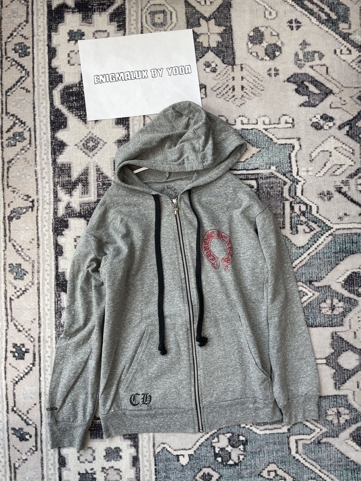Chrome hearts black pink horseshoe zip main image 0