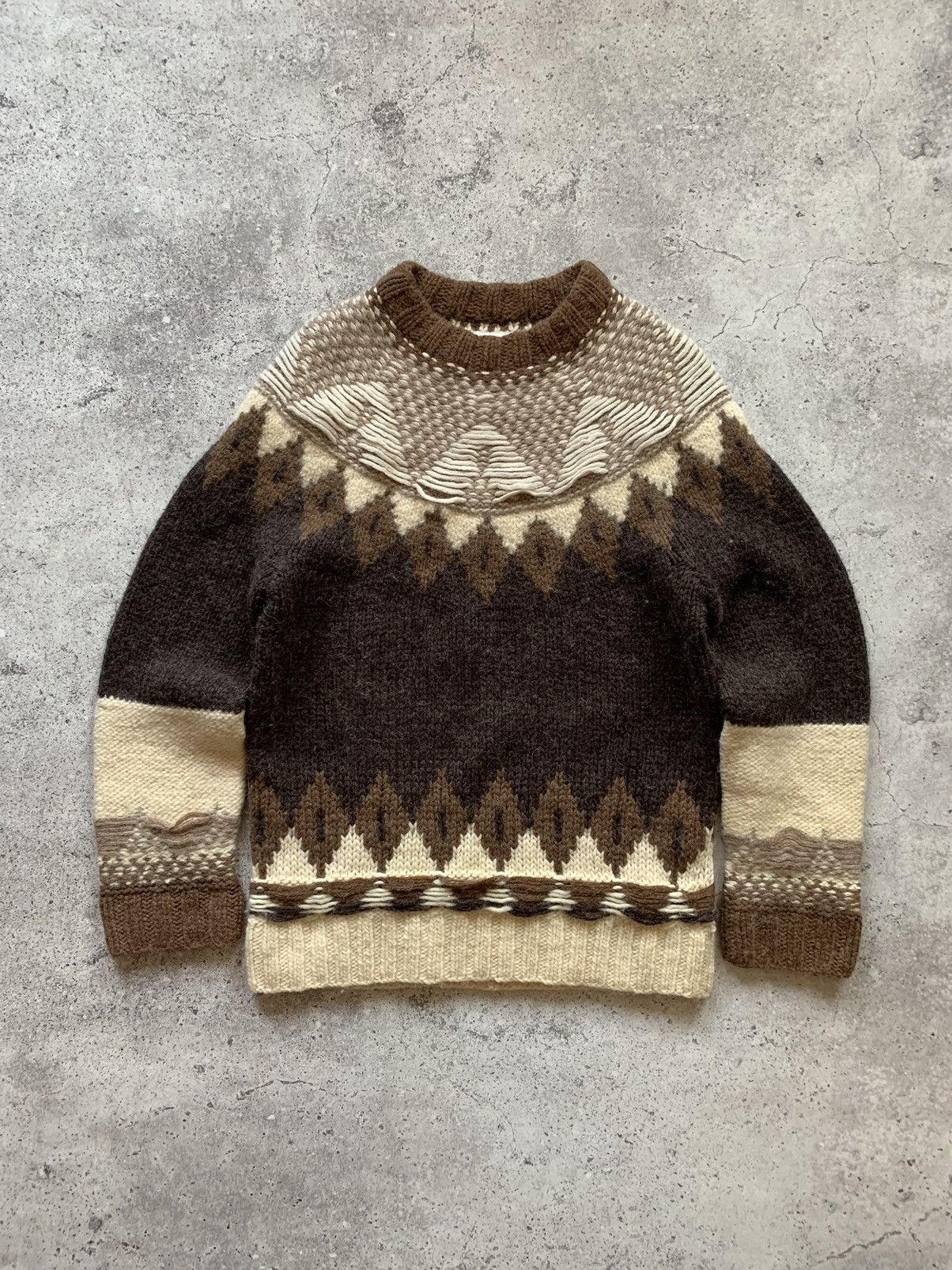 image of Archival Clothing x Maison Margiela Maison Martin Margiela Hand Knitted Sweater in Brown (Size Smal