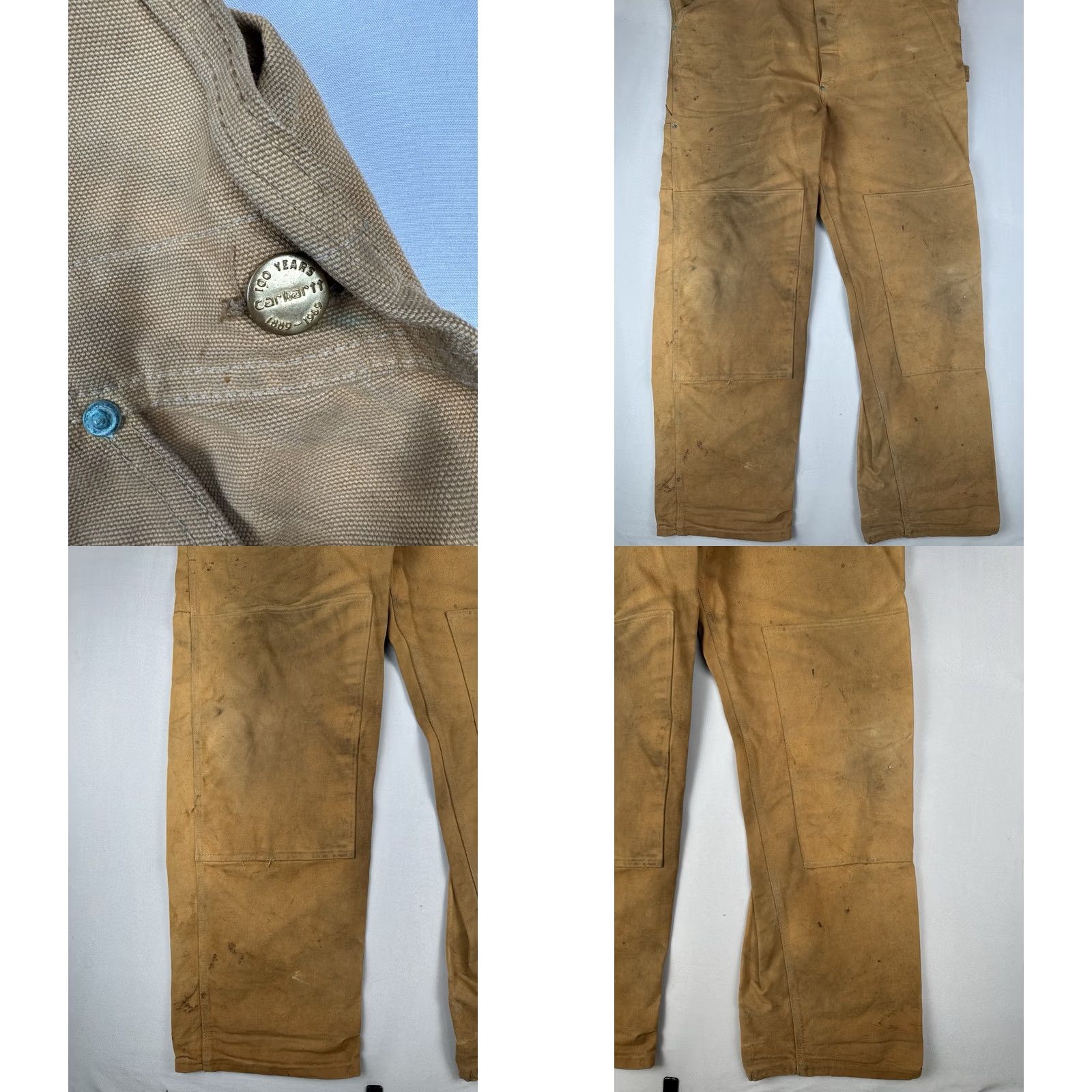 Carhartt VINTAGE Carhartt Overalls USA Made Union 100 Year Double Knee Distressed Brown Mens 42 Size US 42 / EU 58 - 8 Thumbnail