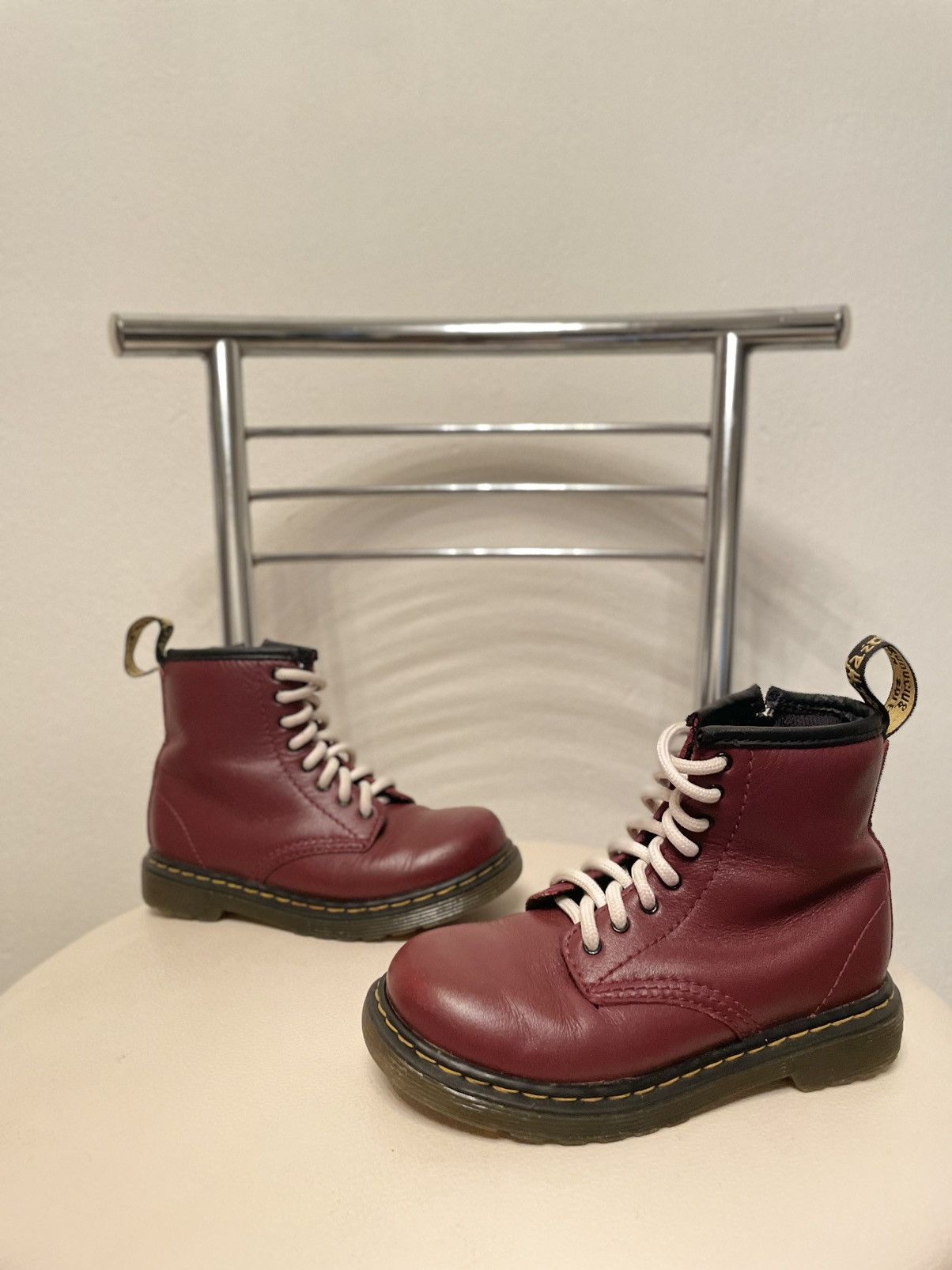 Children of the discordance × Dr. Martens × Red Wing Unisex DR.MARTENS Brooklee 1460 Leather Cherry Zip High-Top Boots Kids UK9 US 10 Size US 4 / IT 34 - 7 Thumbnail