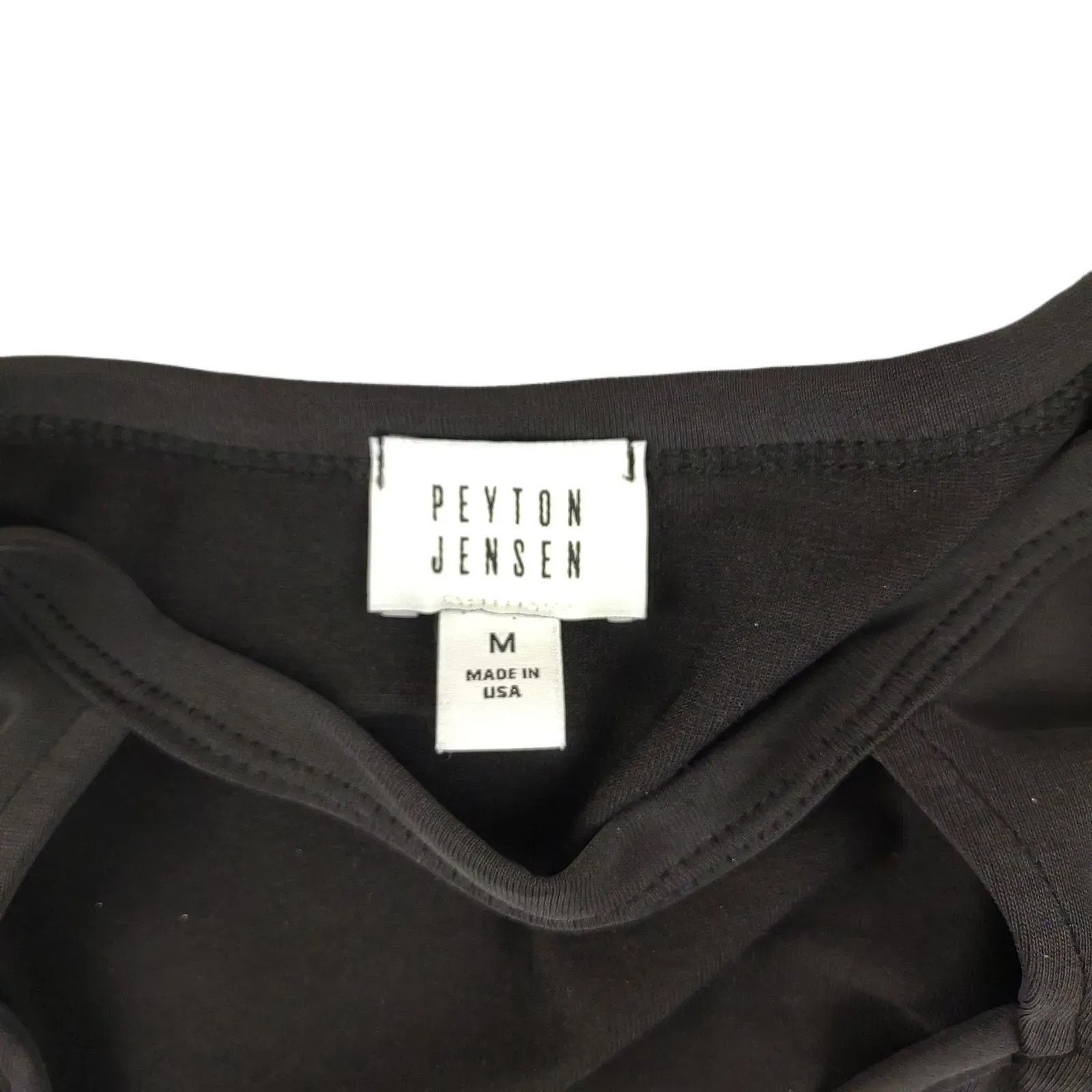 Other PEYTON JENSEN Model Blend Keyhole V-Neck Black Top, Made USA Size M / US 6-8 / IT 42-44 - 2 Thumbnail