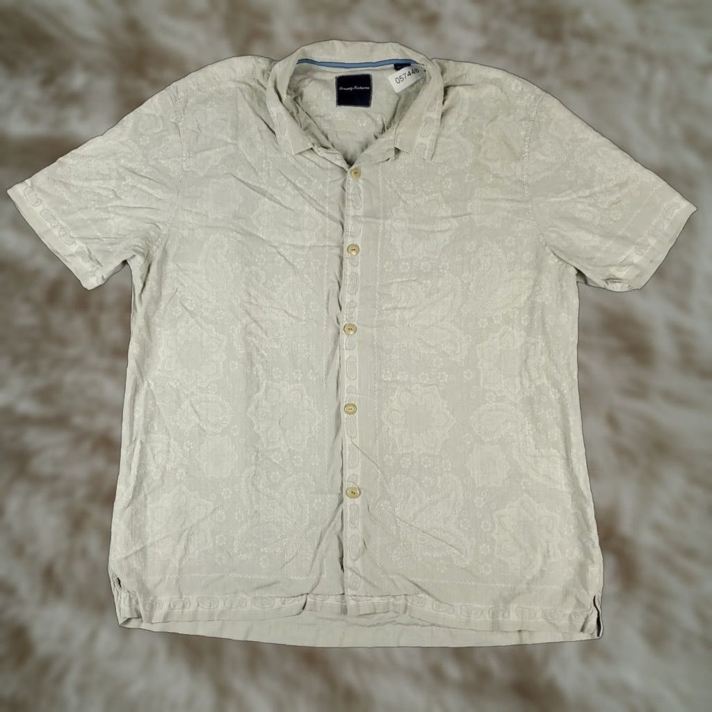 Tommy Bahama Tommy Bahama Button-Up Shirt Mens 2XL Beige Hawaiian Short Sleeve Aloha Casual Size US XXL / EU 58 / 5 - 1 Thumbnail