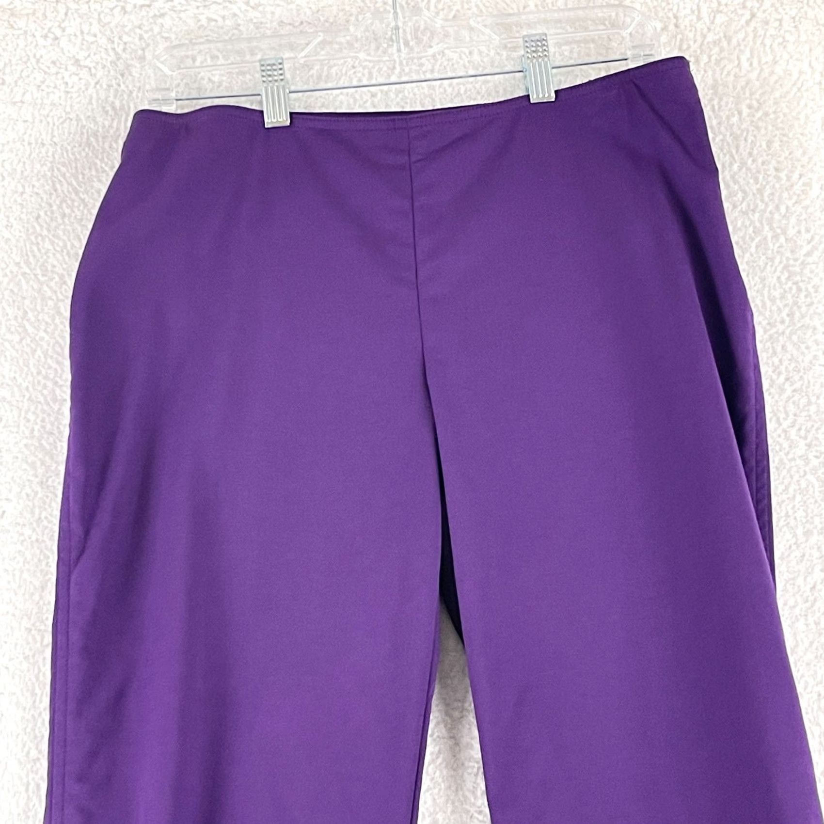 St. John St. John Pants Womens Size 8 Purple Cropped Cotton Mid-Rise Knit Straight Front VTG Made in USA Size 30" / US 8 / IT 44 - 2 Thumbnail
