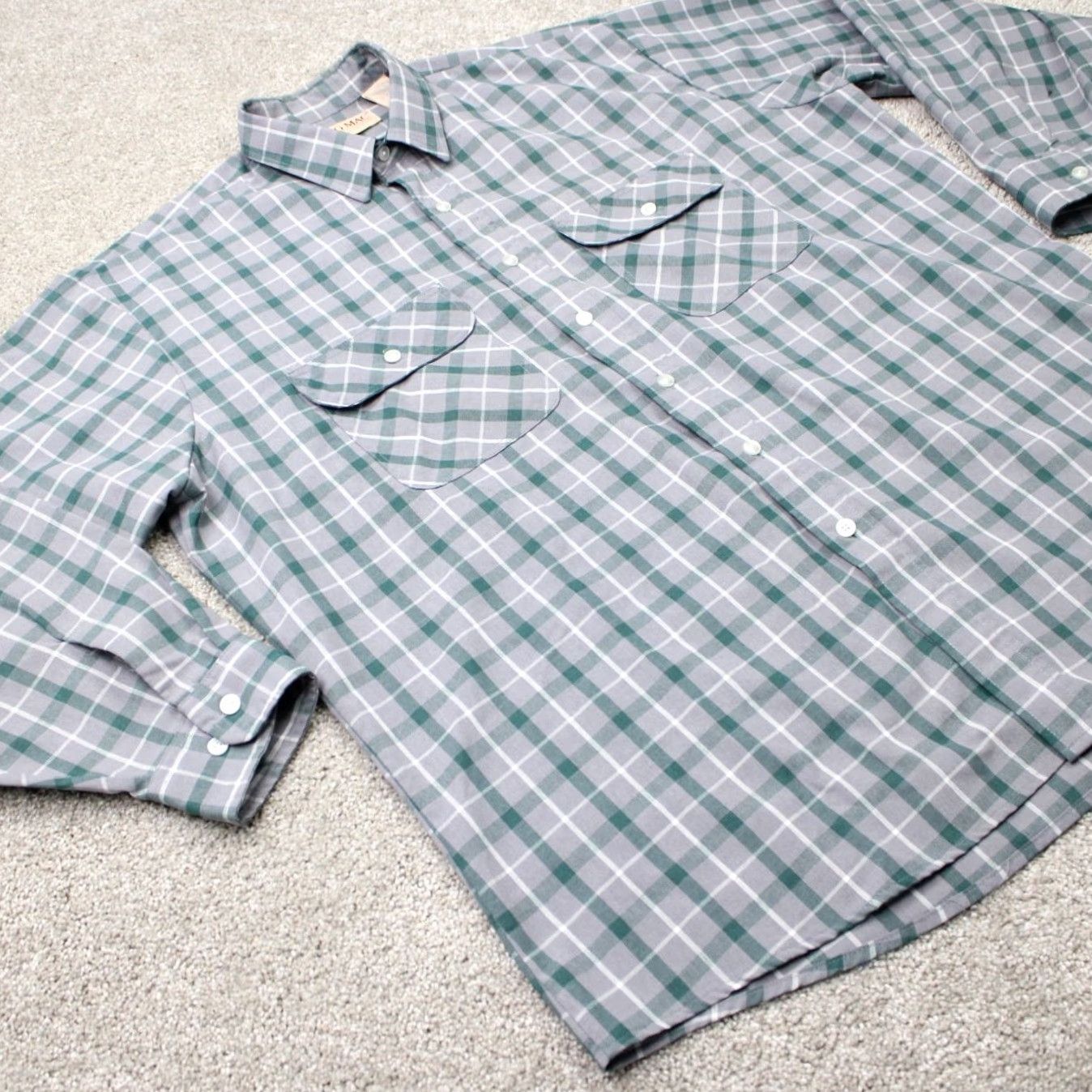 Vintage VTG Big Mac Shirt Mens XL Green/Gray Plaid Flannel Long Sleeve Button-Up 90s y2k Regular Chest 54 in Winter Fall Spring Mens Size US XL / EU 56 / 4 - 5 Thumbnail