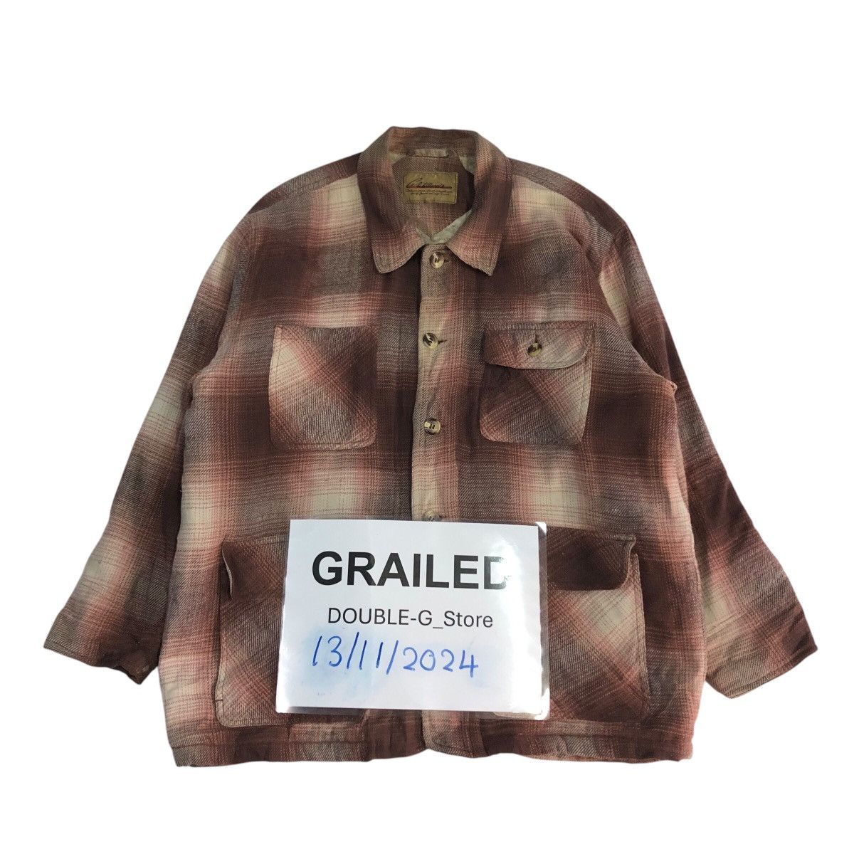 📌Vintage Shirt Button Jacket Shearling Tartan Design
