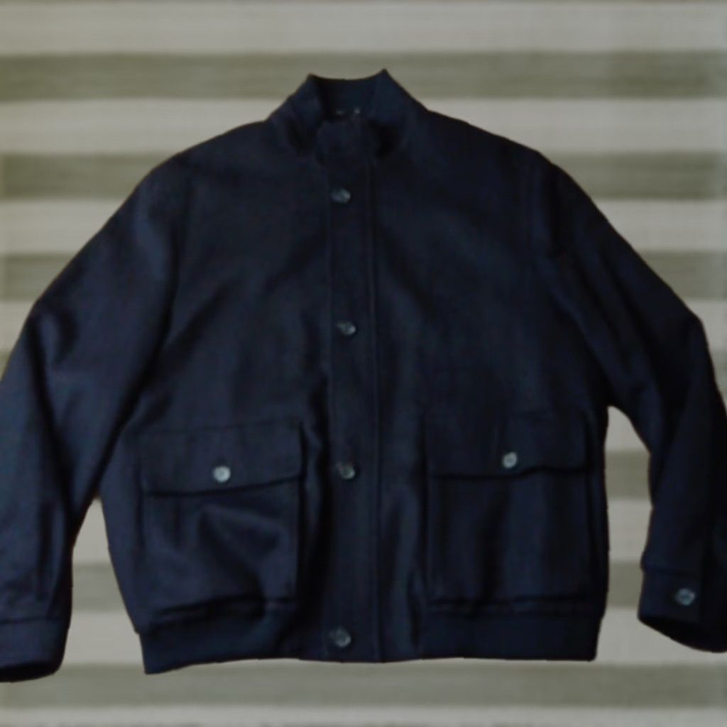 TED LAPIDUS Luca Martucci Wool/Cashmere Blue Bomber Jacket Size 56 Large Paris Coat Men 56 Blue Bomber Paris Mens