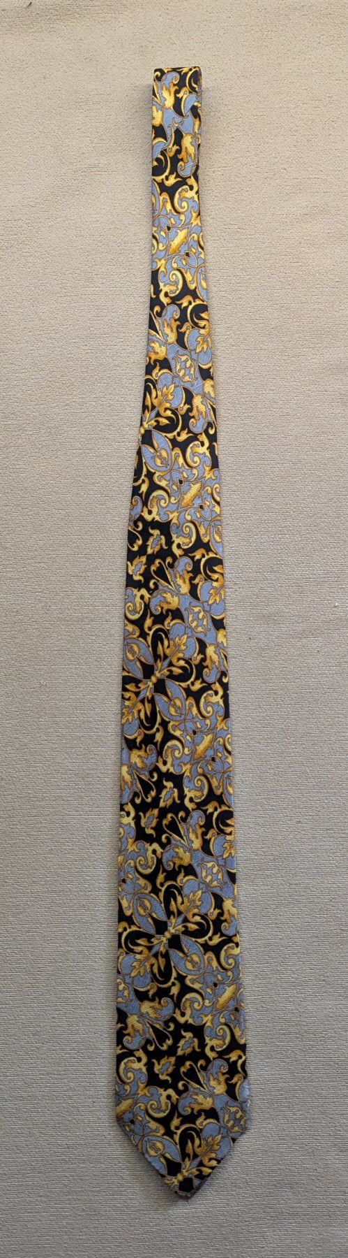 Versace Vintage Gianni Versace Silver & Gold Paisley Silk Tie Size ONE SIZE - 4 Thumbnail