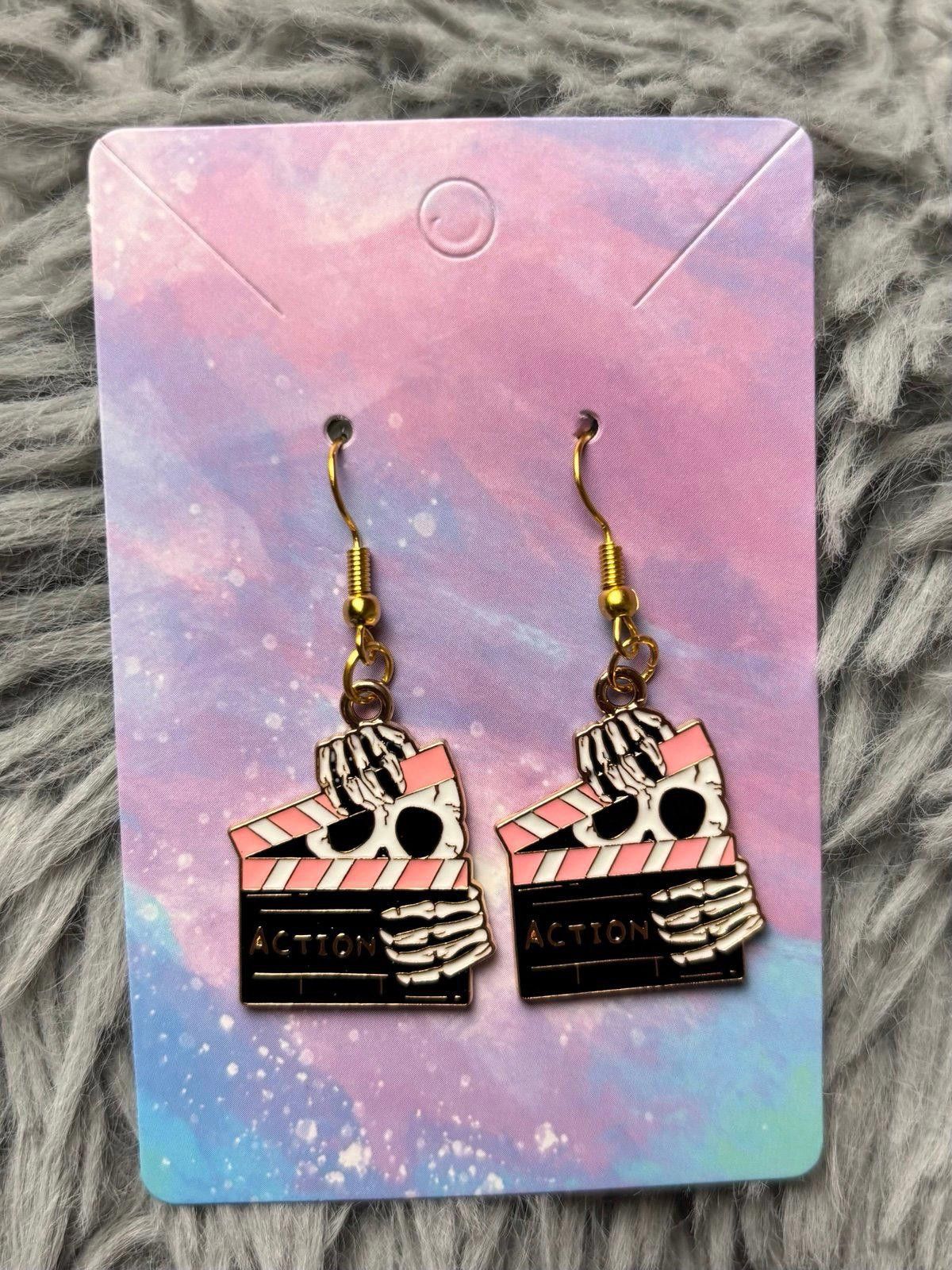 Handmade Handmade earrings directors film clapper board skeletons Size ONE SIZE - 1 Preview