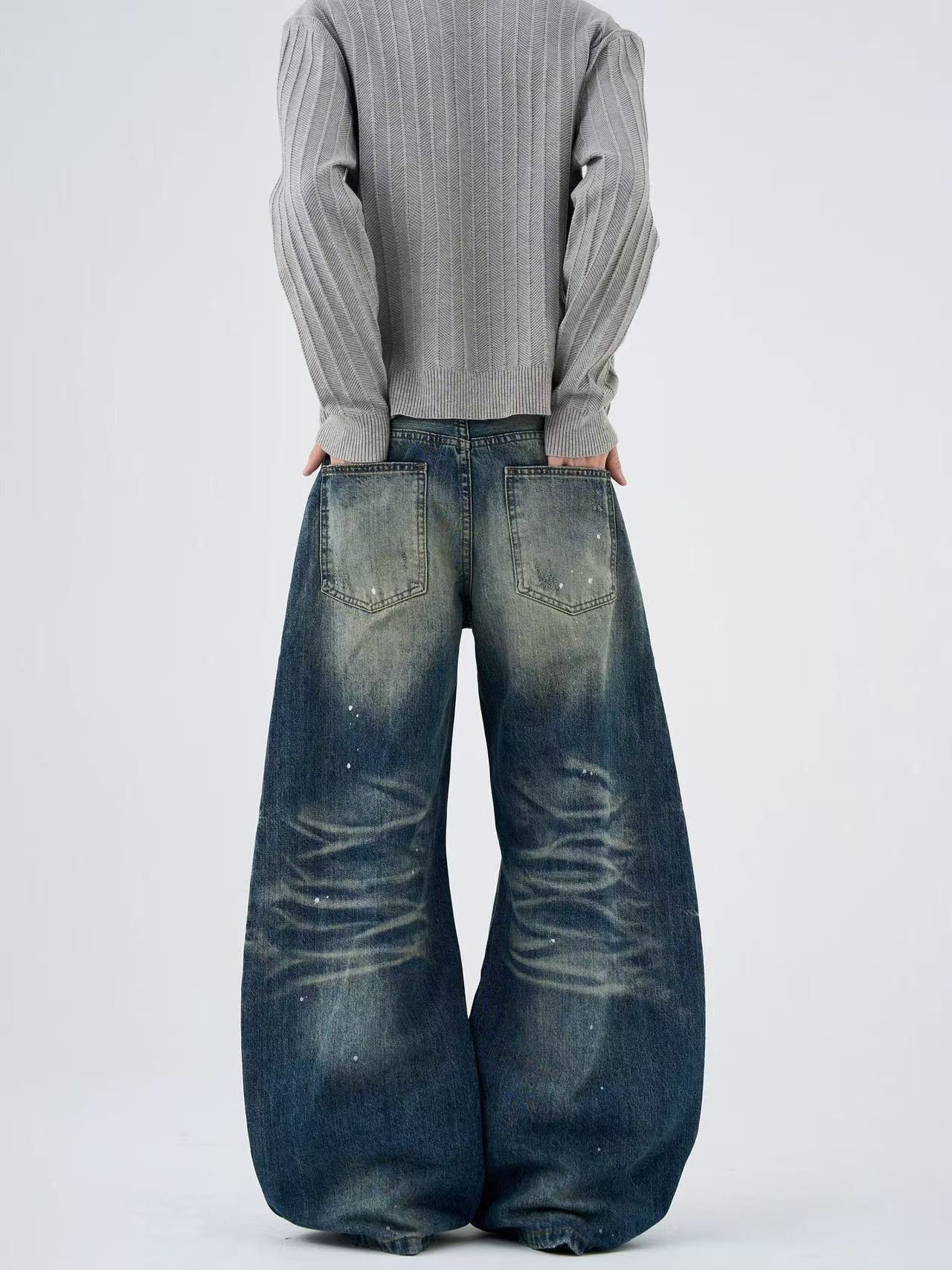 Japanese Brand American retro street washed ink splatter curved jeans Size US 32 / EU 48 - 5 Thumbnail