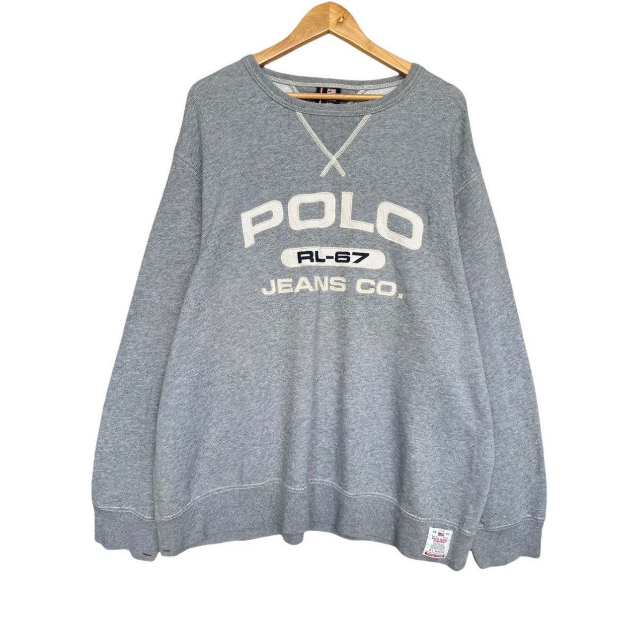 Polo Ralph Lauren × Vintage Vintage Polo Ralph Lauren Spellout Oversize Sweatshirt Size US XXL / EU 58 / 5 - 1 Thumbnail