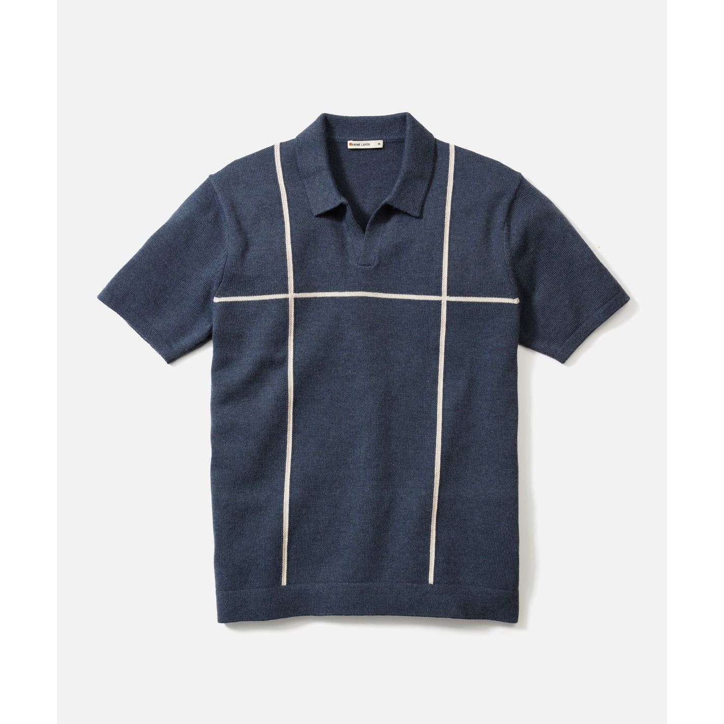 Marine Layer NWT Marine Layer Men's Cliff Sweater Polo in Dark Indigo Size US L / EU 52-54 / 3 - 2 Thumbnail
