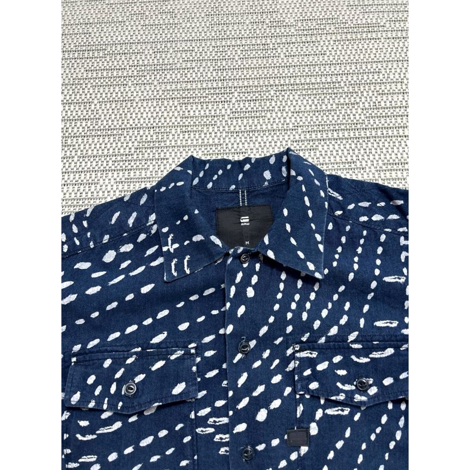 G-Star G Star Landoh Denim Shirt Mens M Blue Button-Up Geometric Pattern Casual Workwear Size US M / EU 48-50 / 2 - 2 Thumbnail