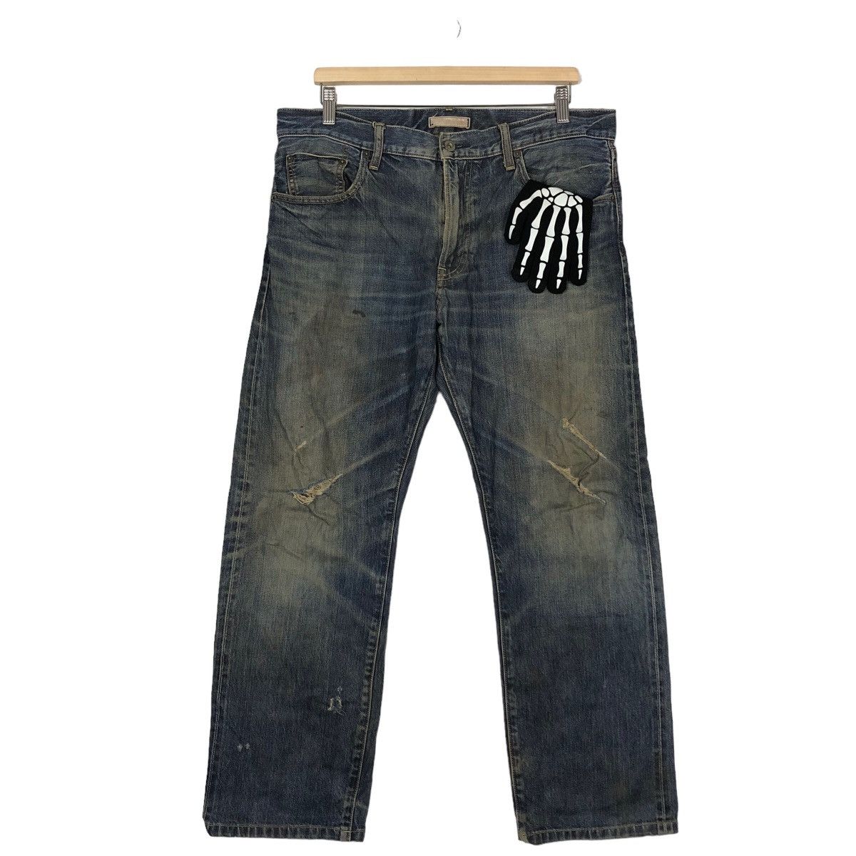 Japanese Brand Rare Distressed Denim Jeans Regular Fit Uniqlo Issey Miyake Size US 36 / EU 52 - 2 Thumbnail