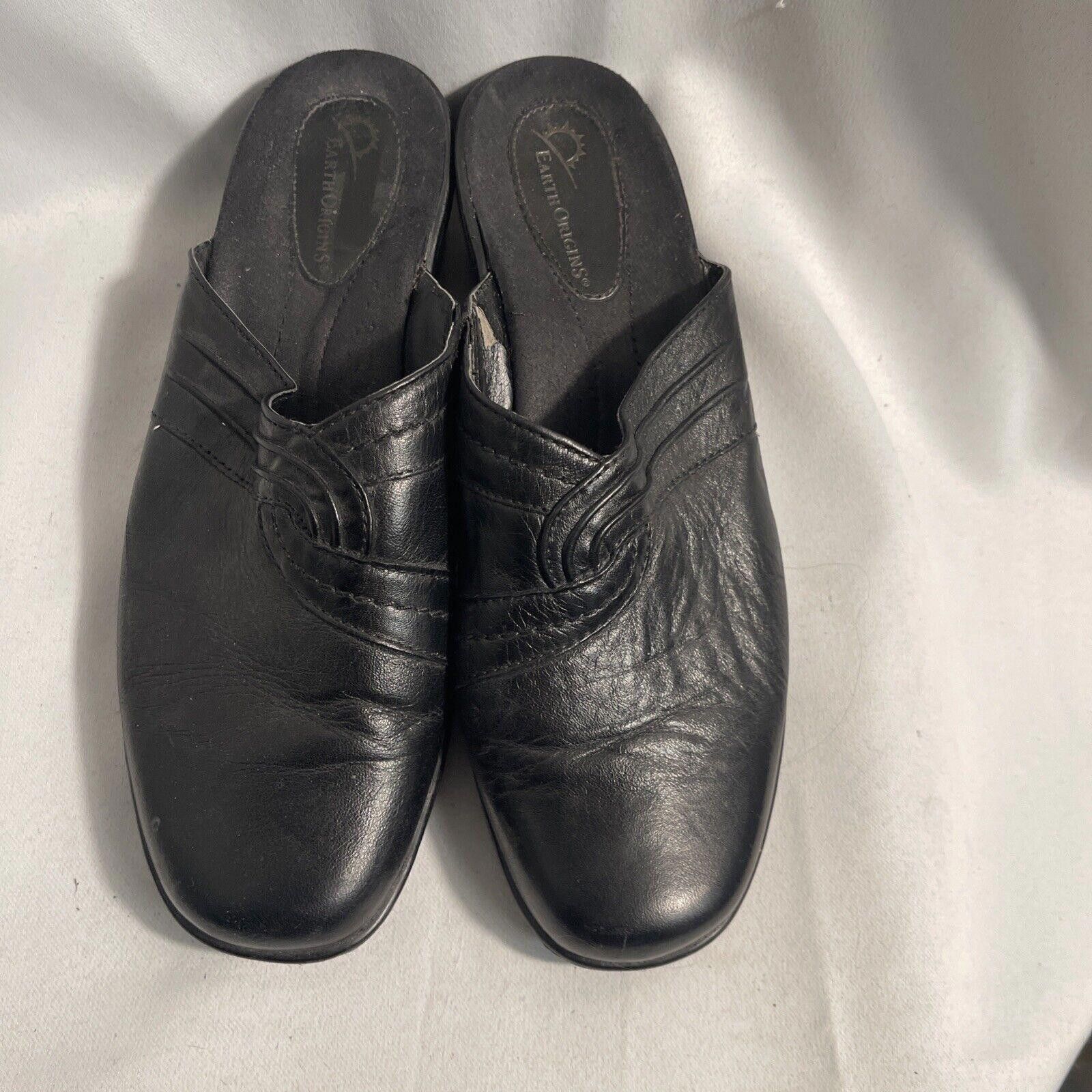 Designer Earth Origins Black Leather Slip On Mules Size 9 Size US 9 / IT 39 - 1 Thumbnail