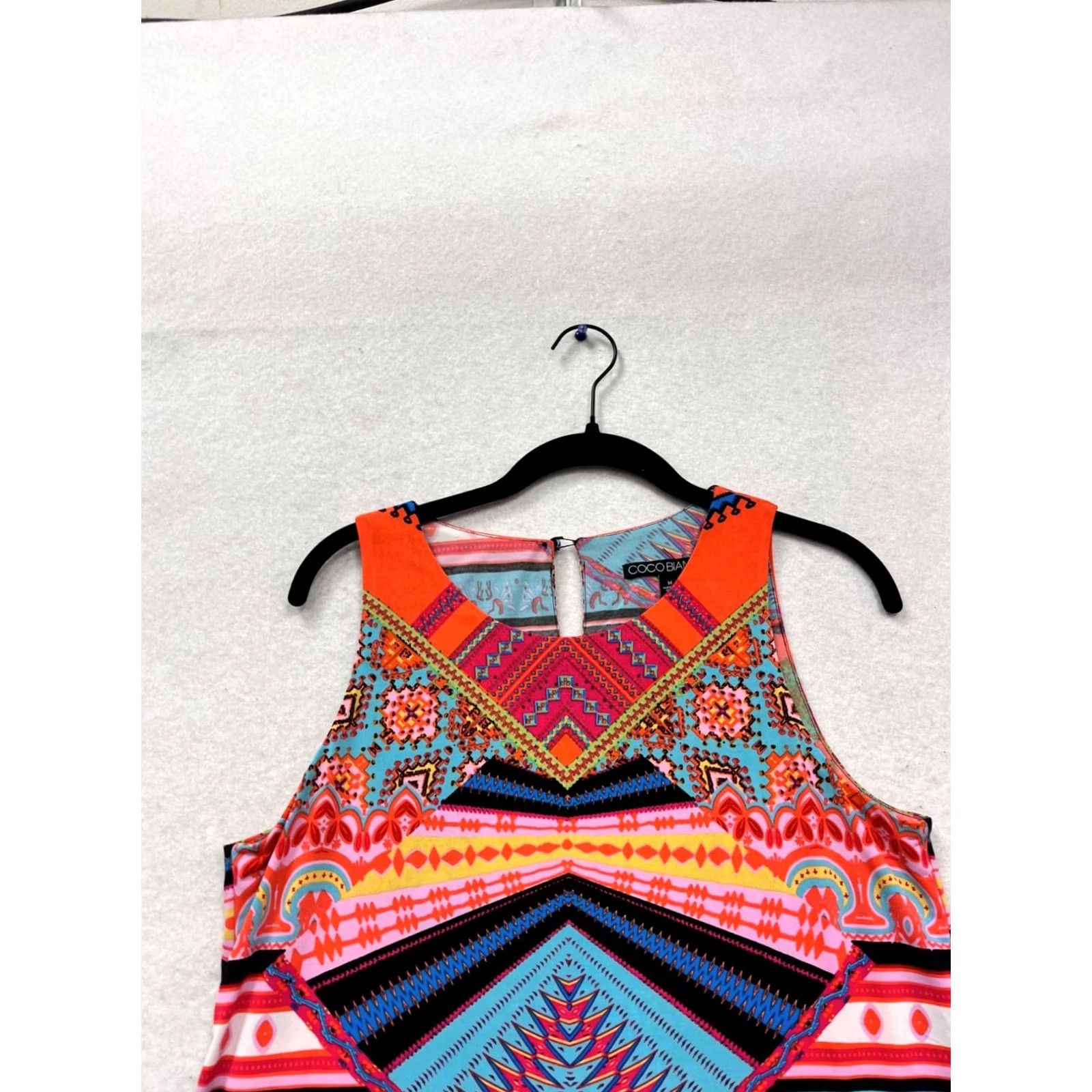 Vintage Coco Bianco Blouse Sleeveless M Womens Orange Geometric Asymmetrical Hem Top Size M / US 6-8 / IT 42-44 - 6 Thumbnail