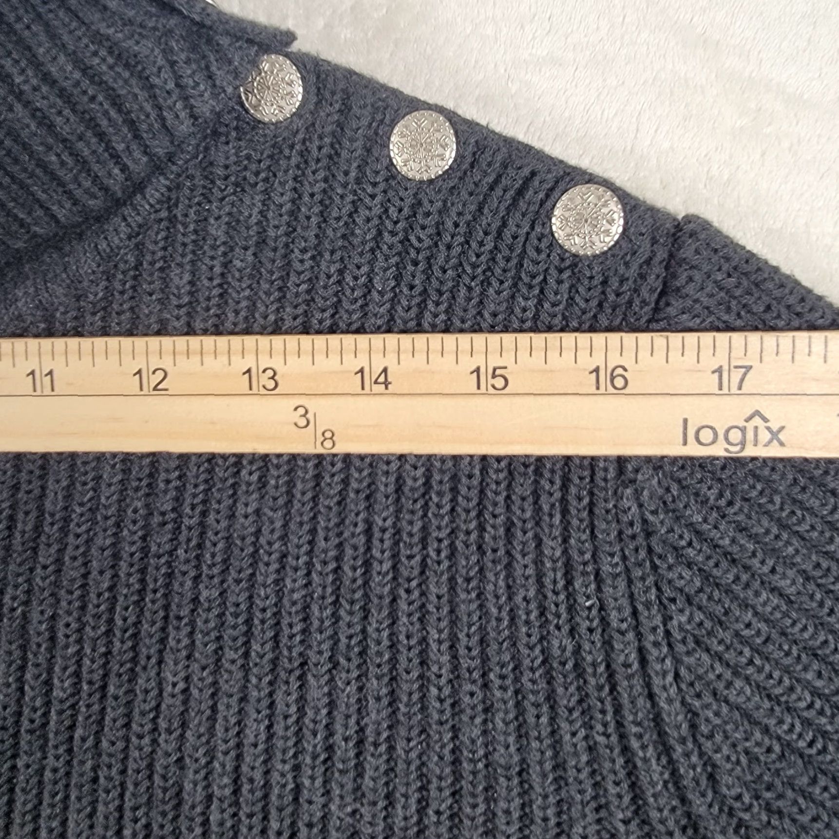 Ralph Lauren Lauren Ralph Lauren Women’s Blue Gray Snowflake Buttons Mock Neck Sweater Size S / US 4 / IT 40 - 7 Thumbnail