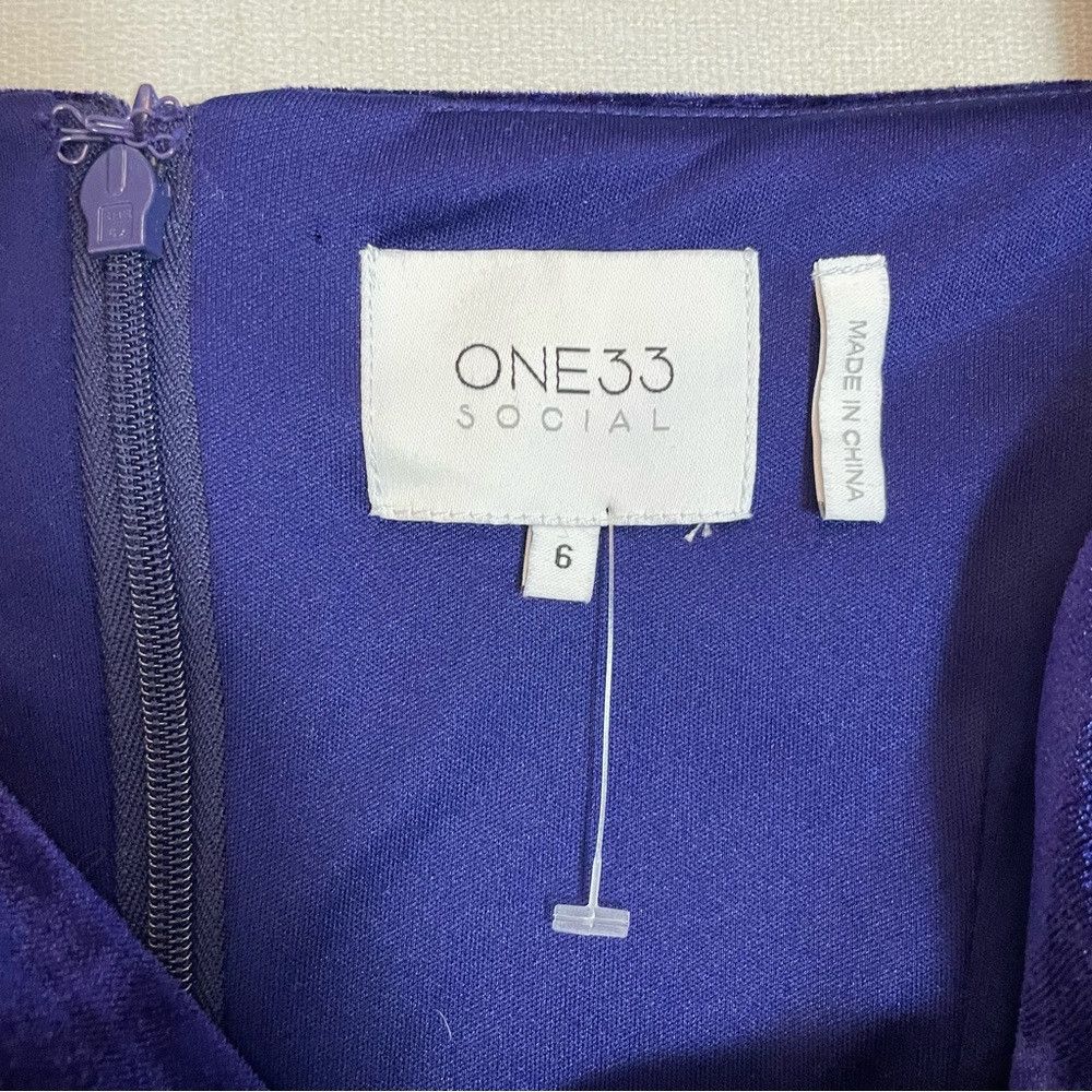 Other New One33 Social Puff-Shoulder Cutout Velvet Purple Mini Dr Size M / US 6-8 / IT 42-44 - 6 Thumbnail