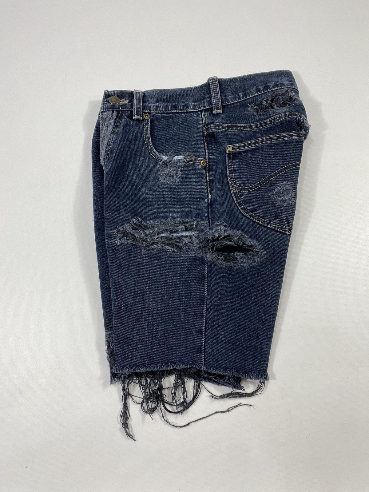 Lee 🔥LASTDROP🔥 Vintage 90s Lee USA Made Distressed Denim Shorts Size 26" / US 2 / IT 38 - 16 Thumbnail