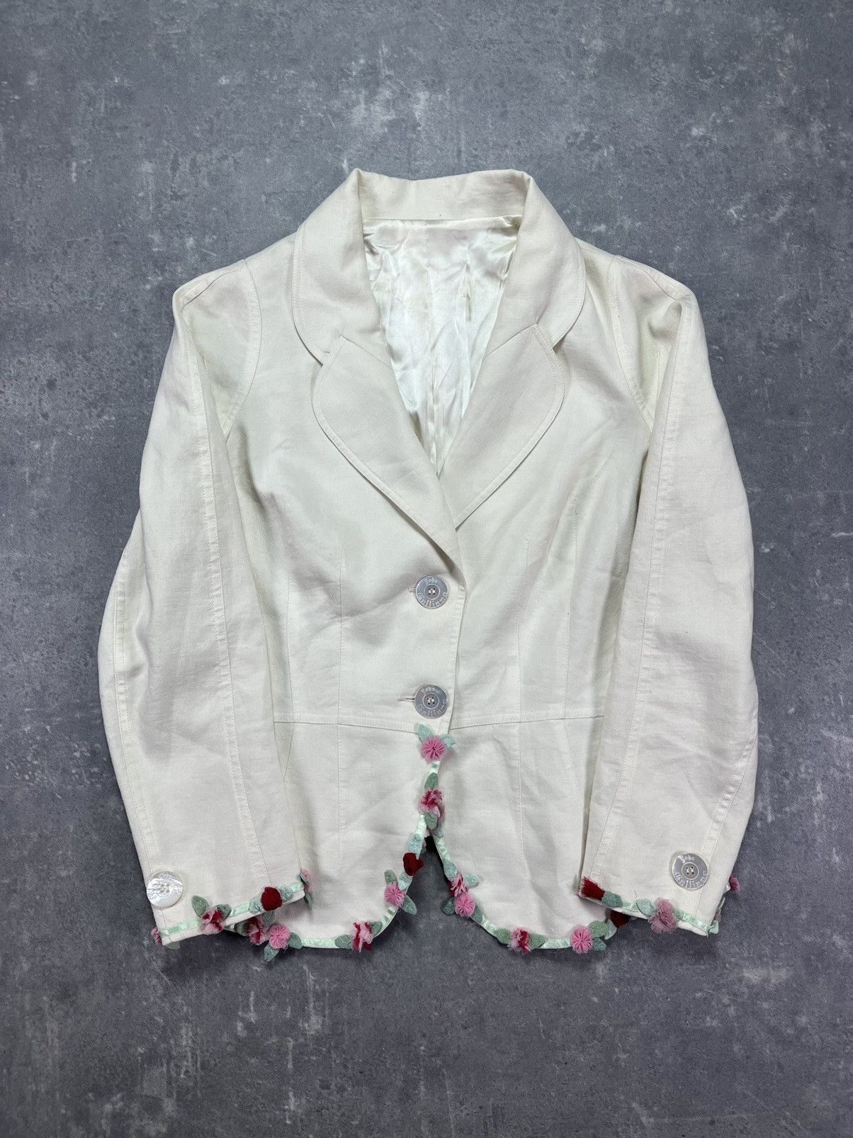 John Galliano 2005 John Galliano Flower-Trim Blazer Jacket 42 8 Size M / US 6-8 / IT 42-44 - 1 Thumbnail