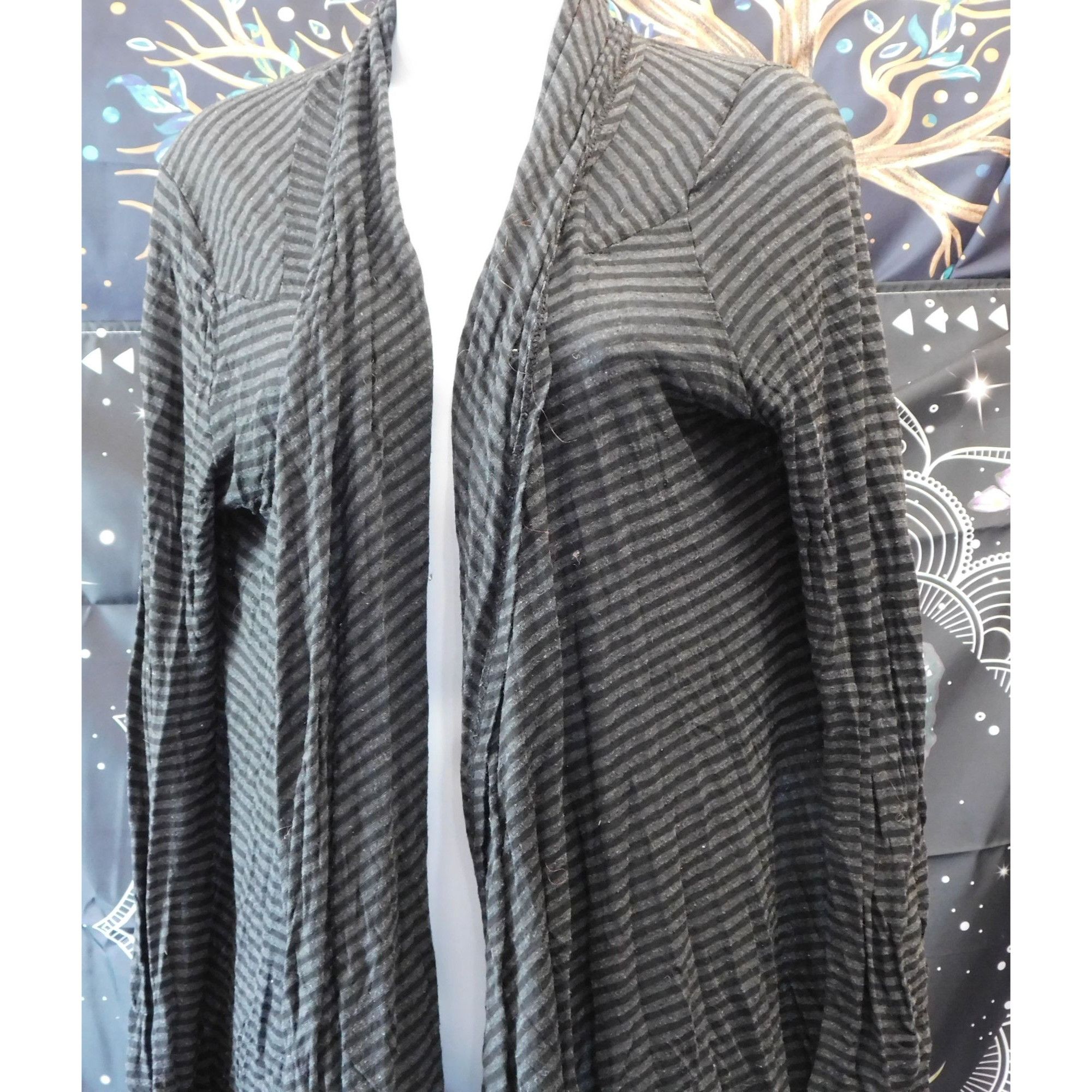 Other Flyo Gothic Black And Grey StripedFlyaway Cardigan Size L / US 10 / IT 46 - 3 Thumbnail