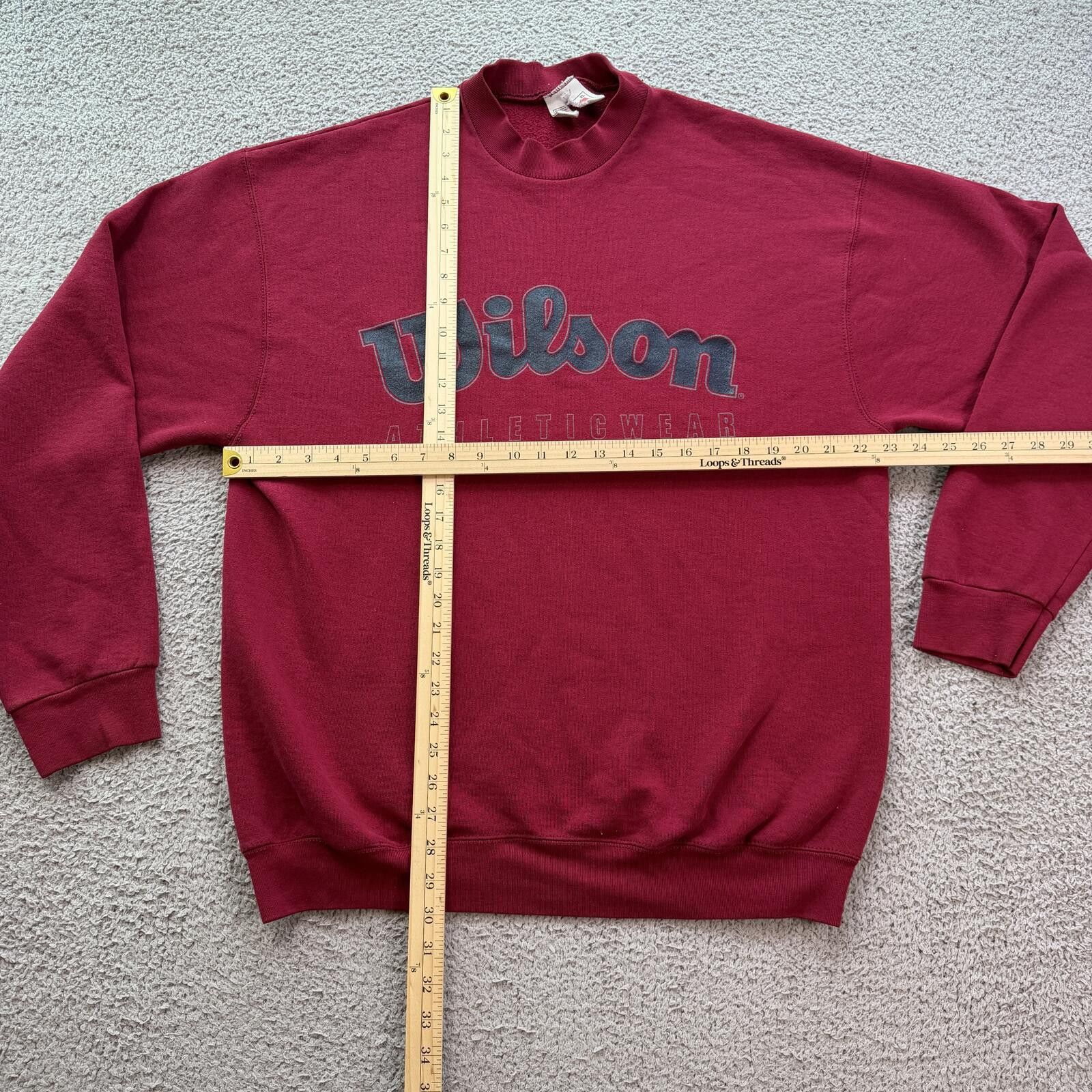 Wilson Vintage 90s Wilson Sweatshirt Red Faded Made in USA XL Size US XL / EU 56 / 4 - 3 Thumbnail