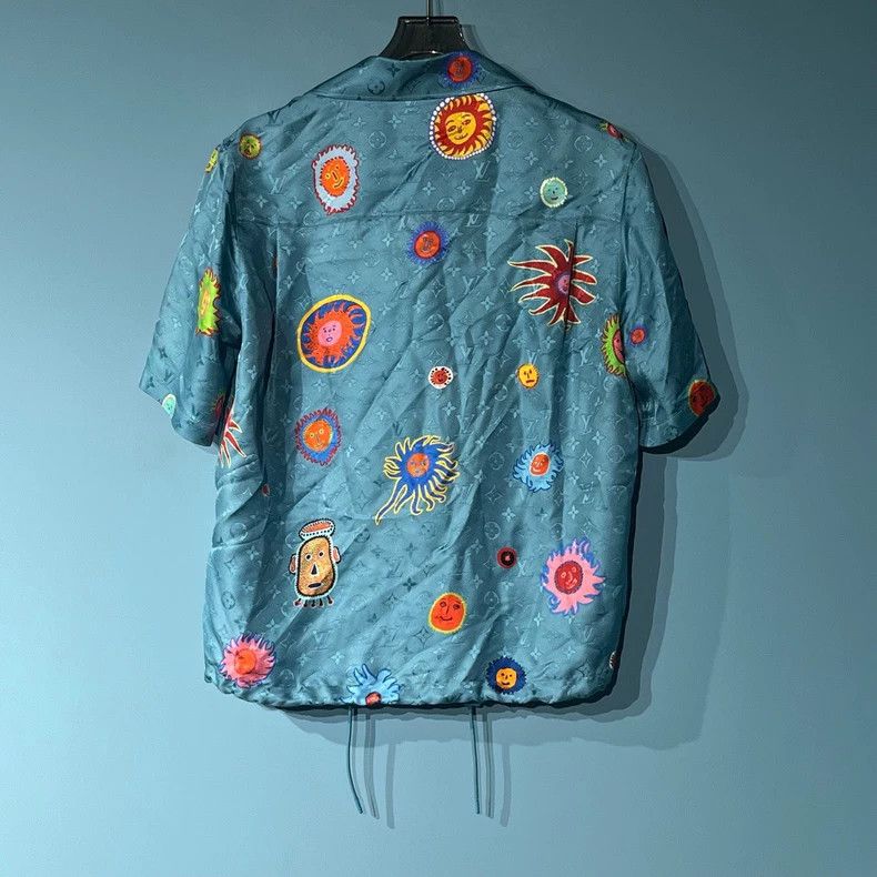 Louis Vuitton Louis Vuitton Blue Yayoi Kusama Short Sleeve Shirt with Em Size US XS / EU 42 / 0 - 2 Thumbnail