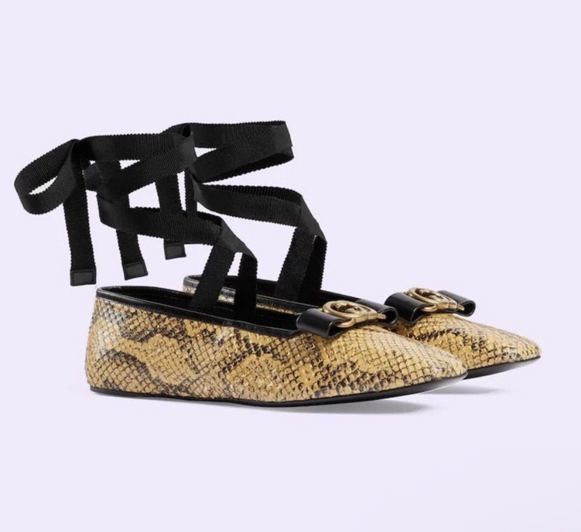 Gucci Gucci Evi Snakeskin Phyton Ballet Flats Size US 10.5 / IT 40.5 - 1 Thumbnail