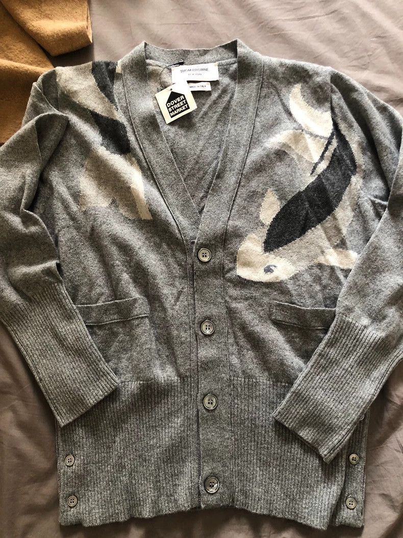 Thom Browne Thom Browne Gray Cashmere Cardigan- dmc Size US M / EU 48-50 / 2 - 1 Thumbnail